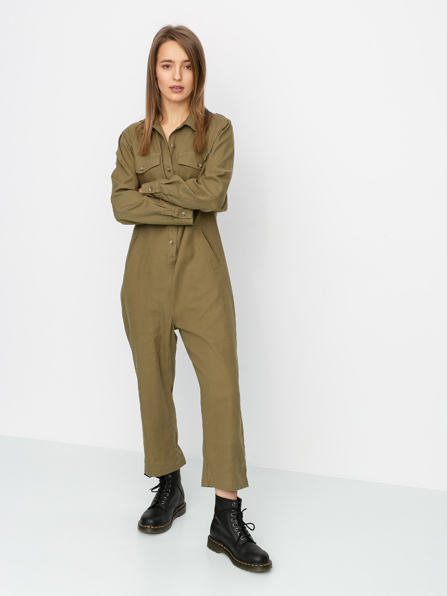 Дамски комбинезон Brixton Melbourne Crop Coverall (washed olive)