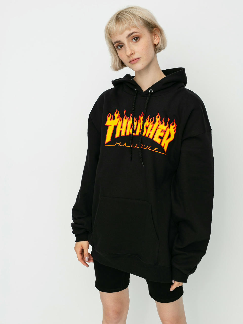 Суитшърт с качулка Thrasher Flame HD Wmn (black)