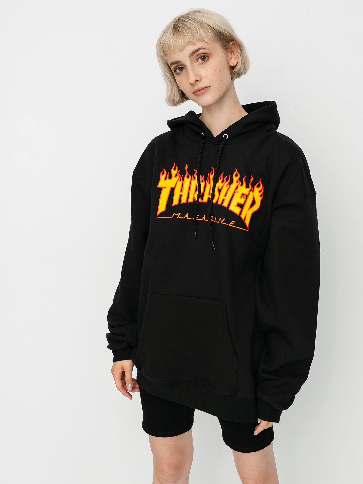 Суитшърт с качулка Thrasher Flame HD Wmn (black)