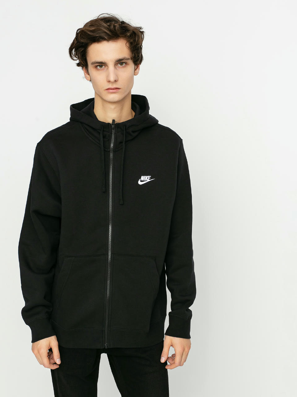 Суитшърт с качулка Nike Sportswear Club ZHD (black/black/white)