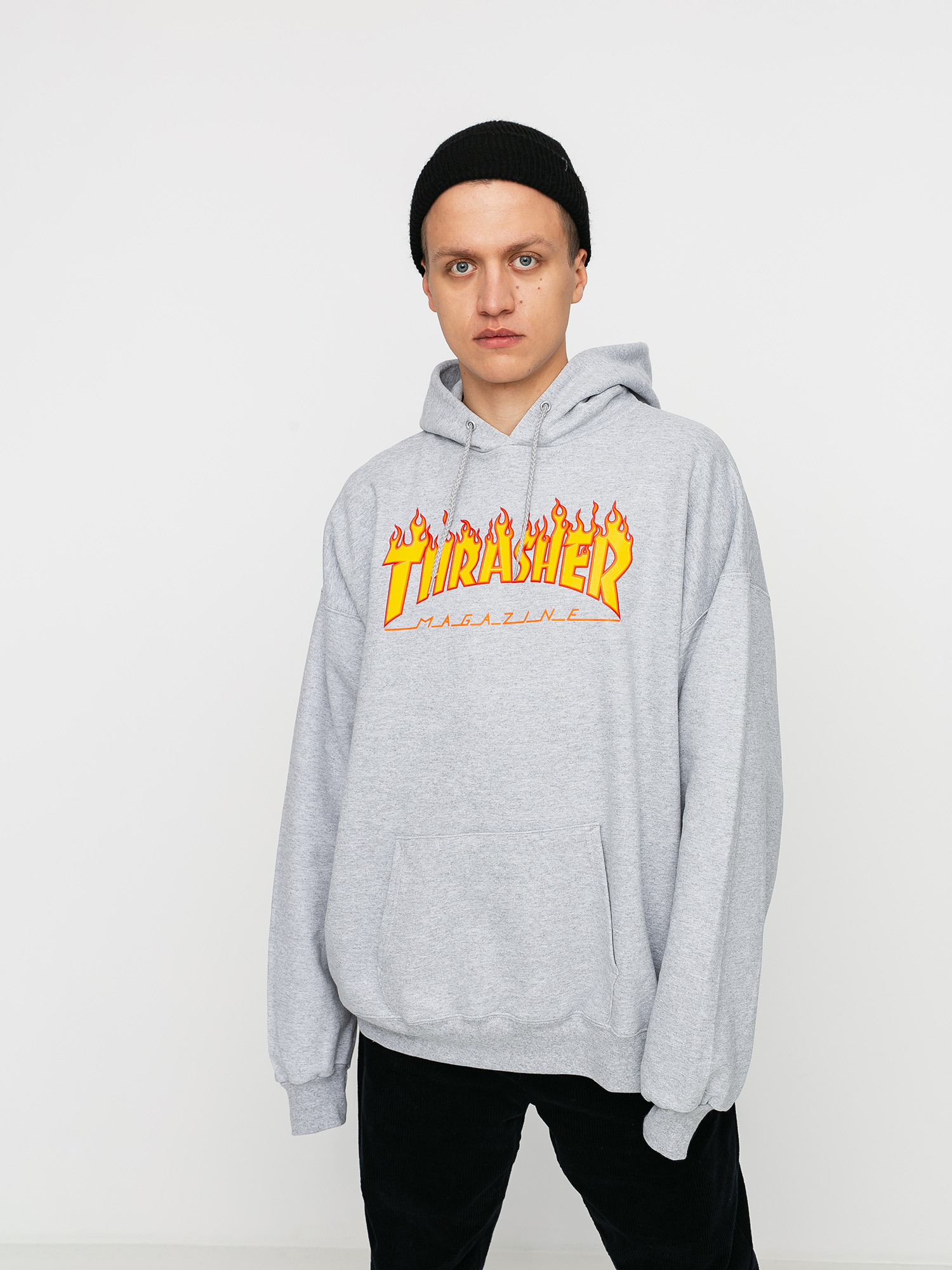 Thrasher Суитшърт с качулка Flame HD (grey)