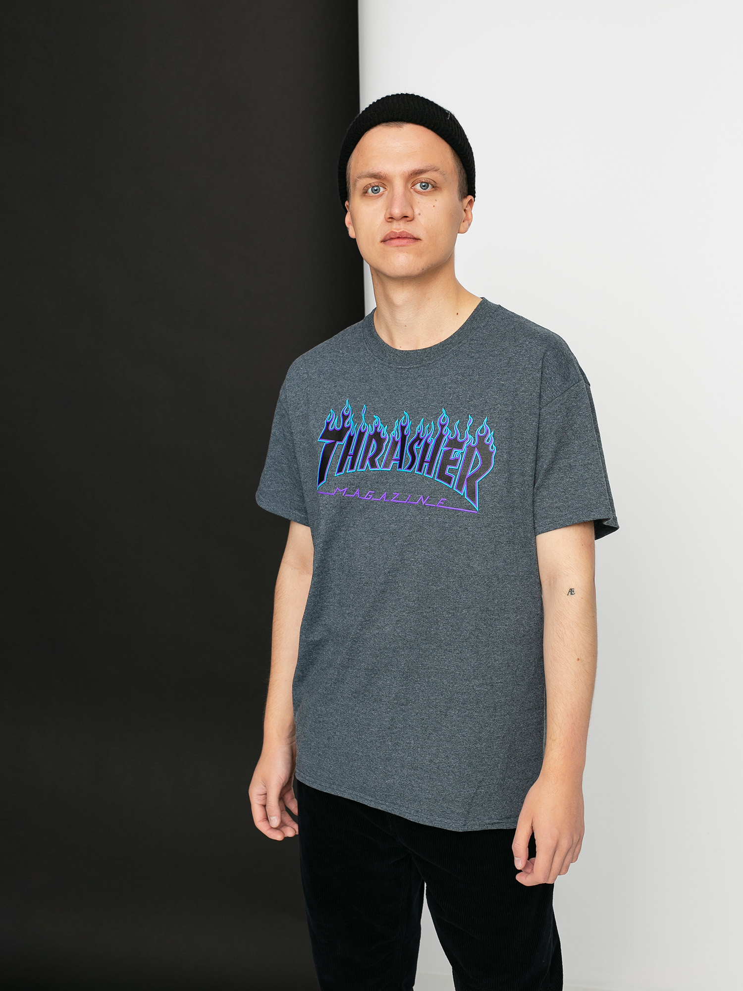 Тениска Thrasher Flame Logo (dark heather)