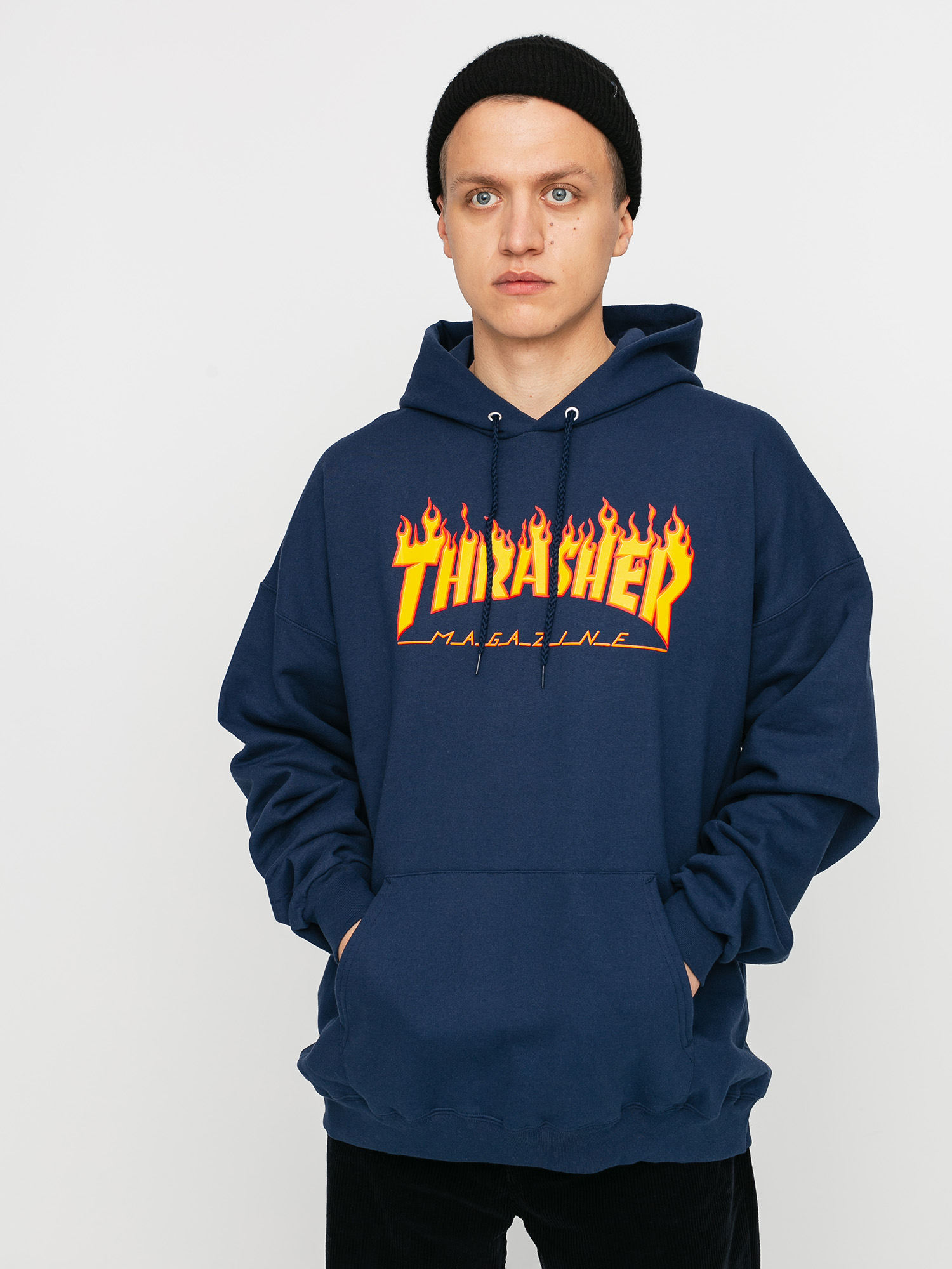 Суитшърт с качулка Thrasher Flame HD (navy)