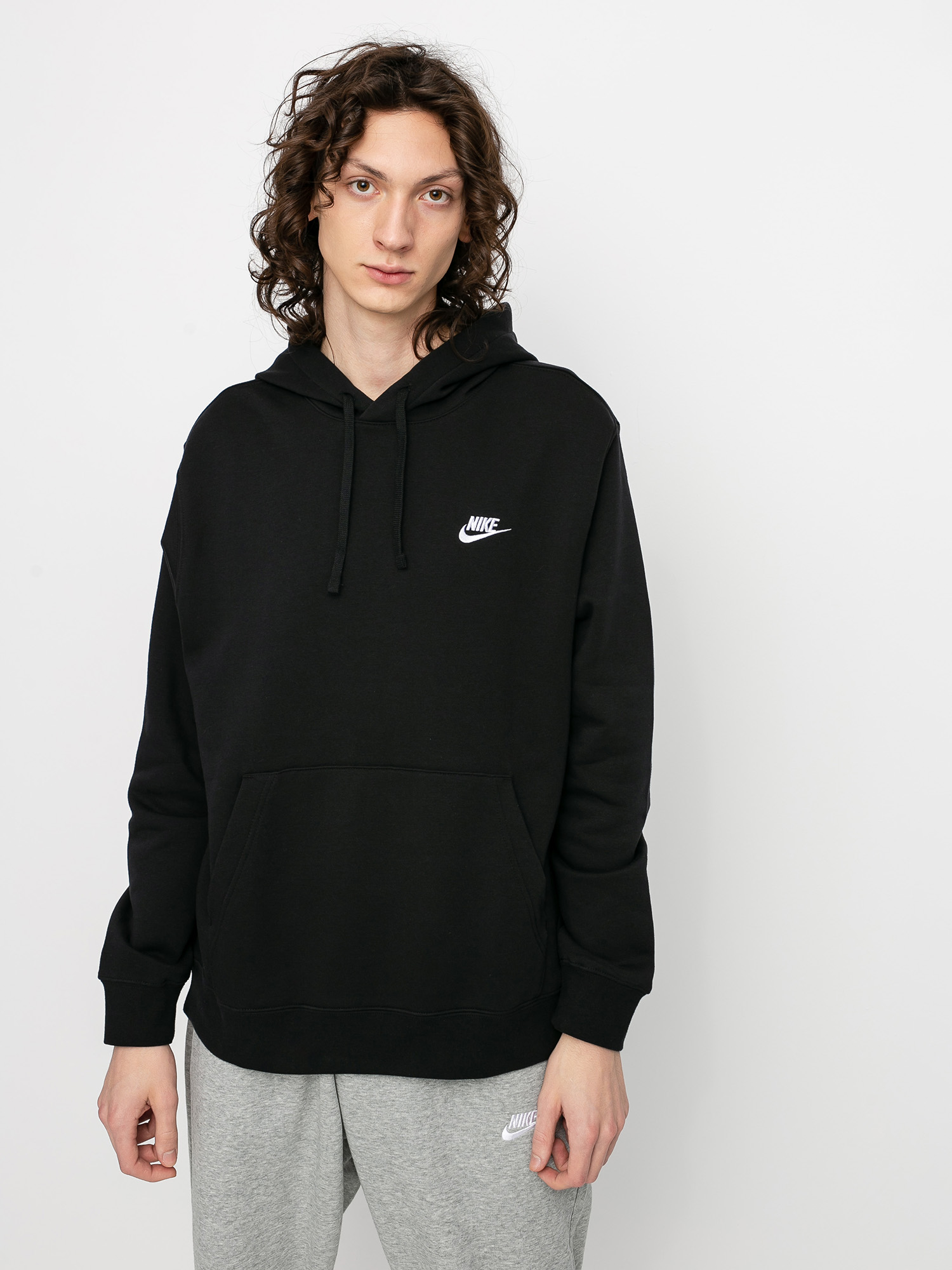 Nike Суитшърт с качулка Club Hoodie Po Bb HD (black/black/white)