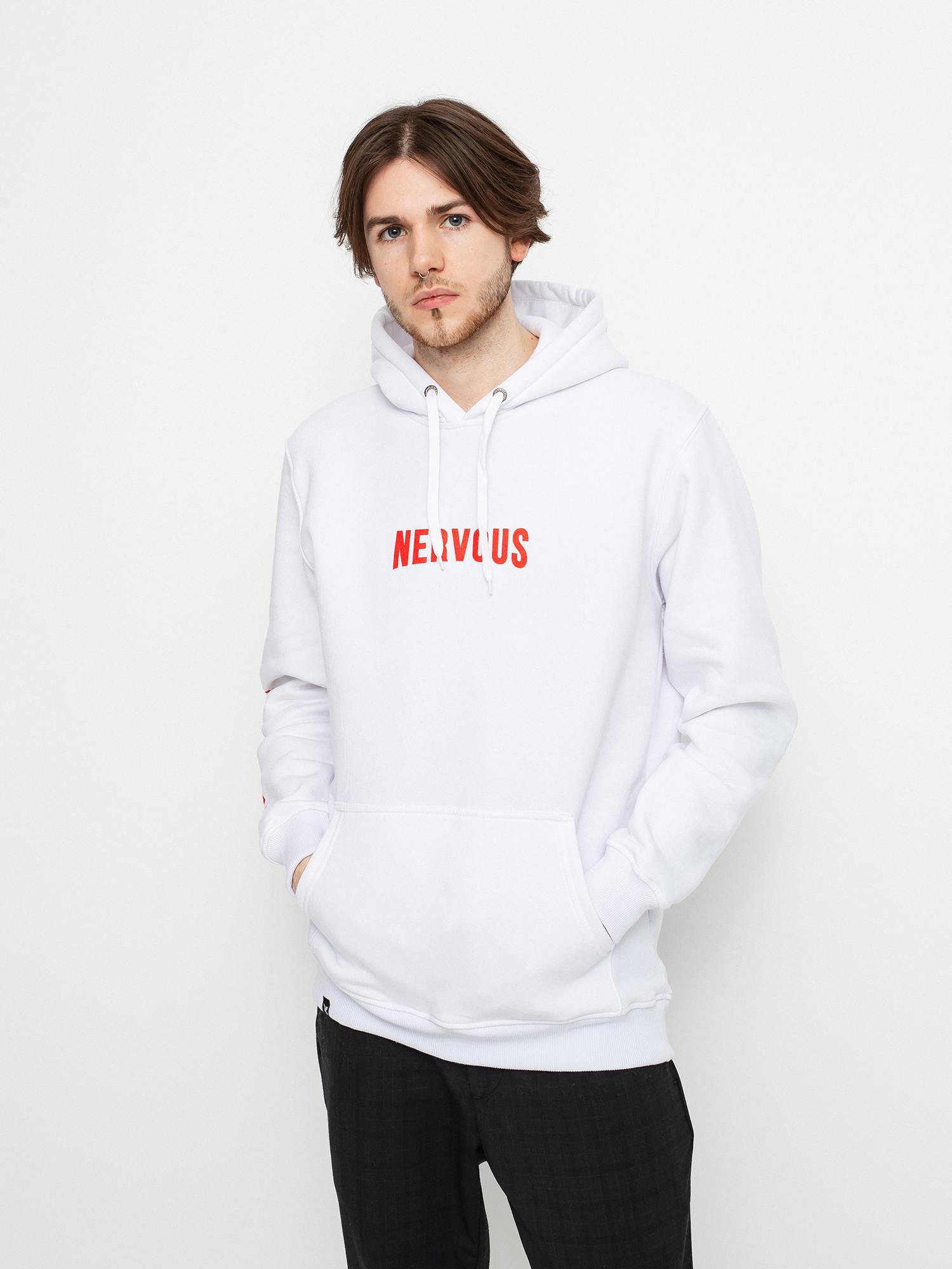 Суитшърт с качулка Nervous Nervlix HD (white)