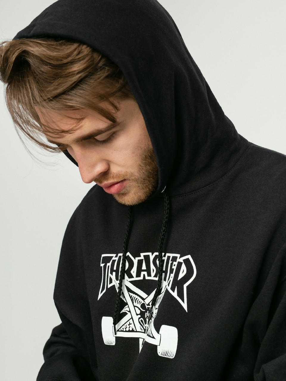 Суитшърт с качулка Thrasher Skate Goat HD (black/white)