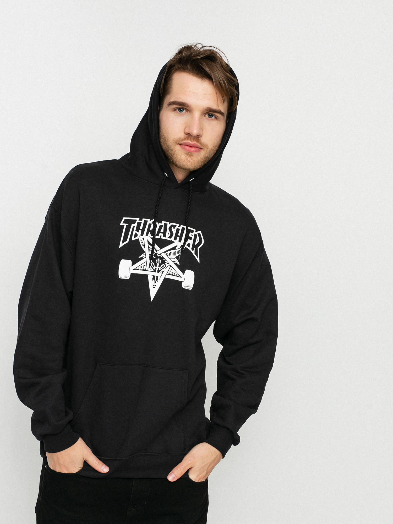Суитшърт с качулка Thrasher Skate Goat HD (black/white)