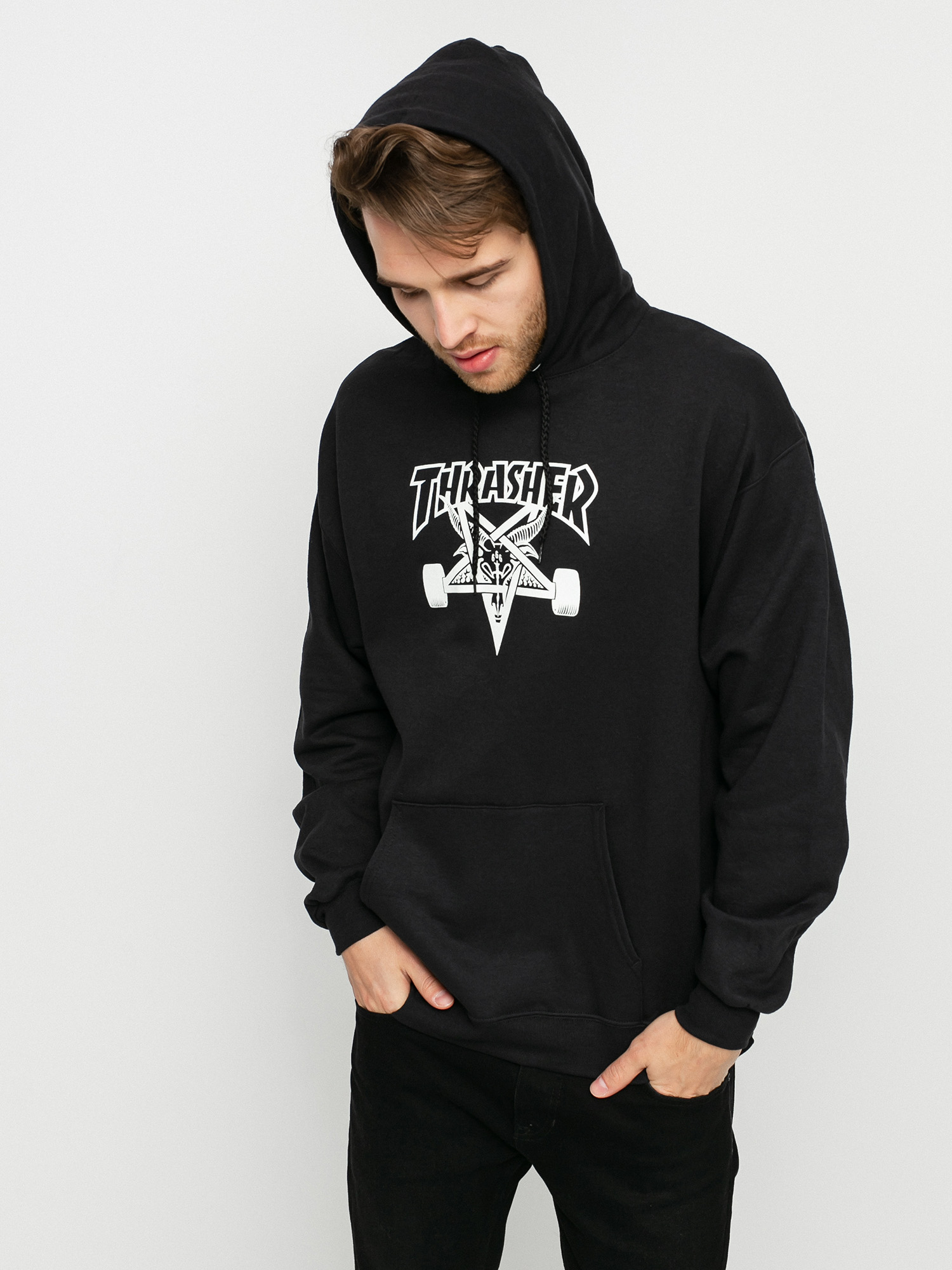 Суитшърт с качулка Thrasher Skate Goat HD (black/white)