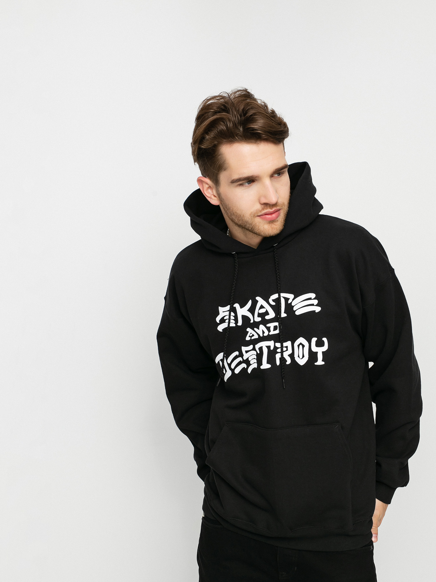Суитшърт с качулка Thrasher Skate And Destroy HD (black)