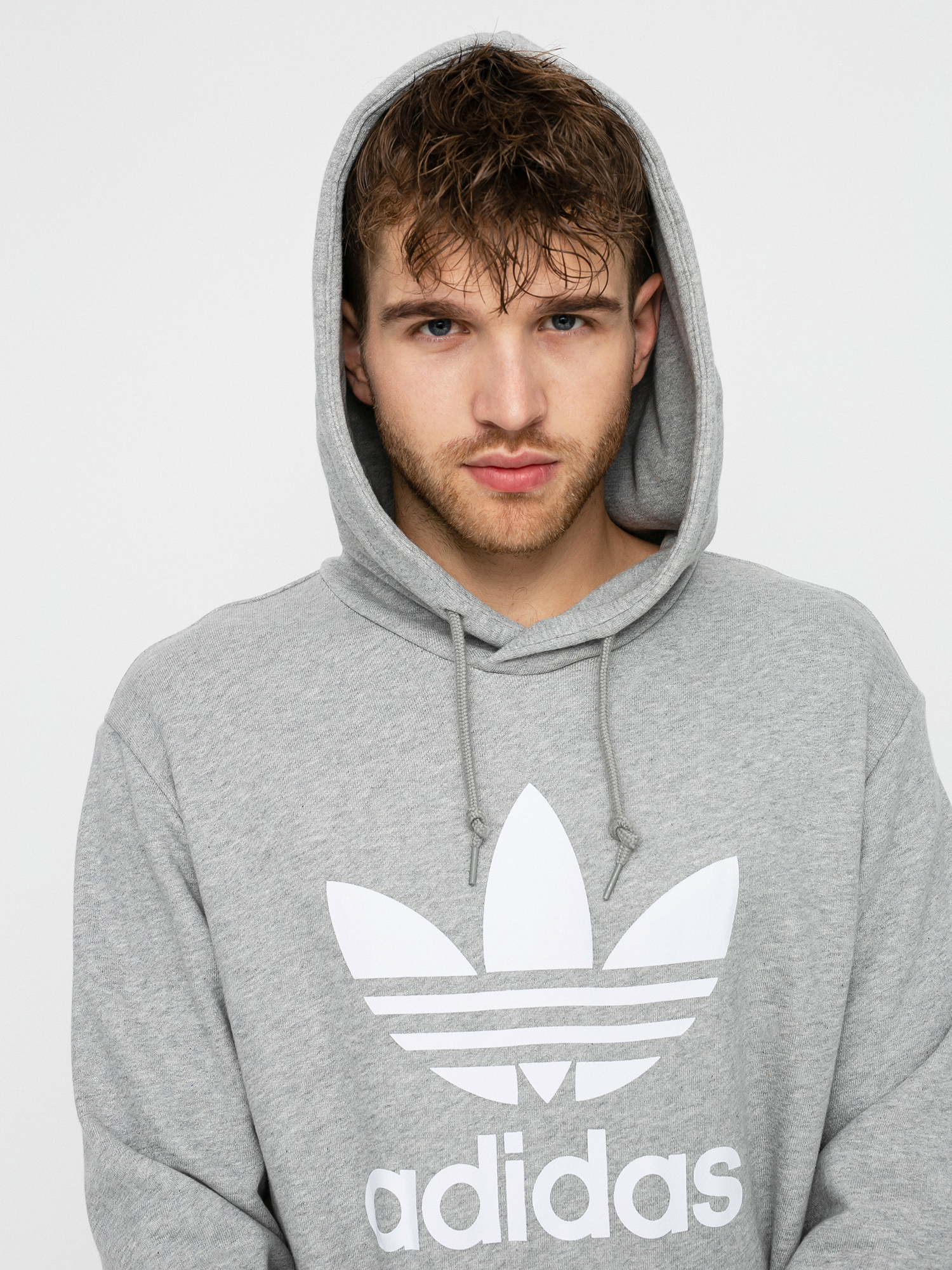 Суитшърт с качулка adidas Originals Trefoil HD (mgreyh/white)