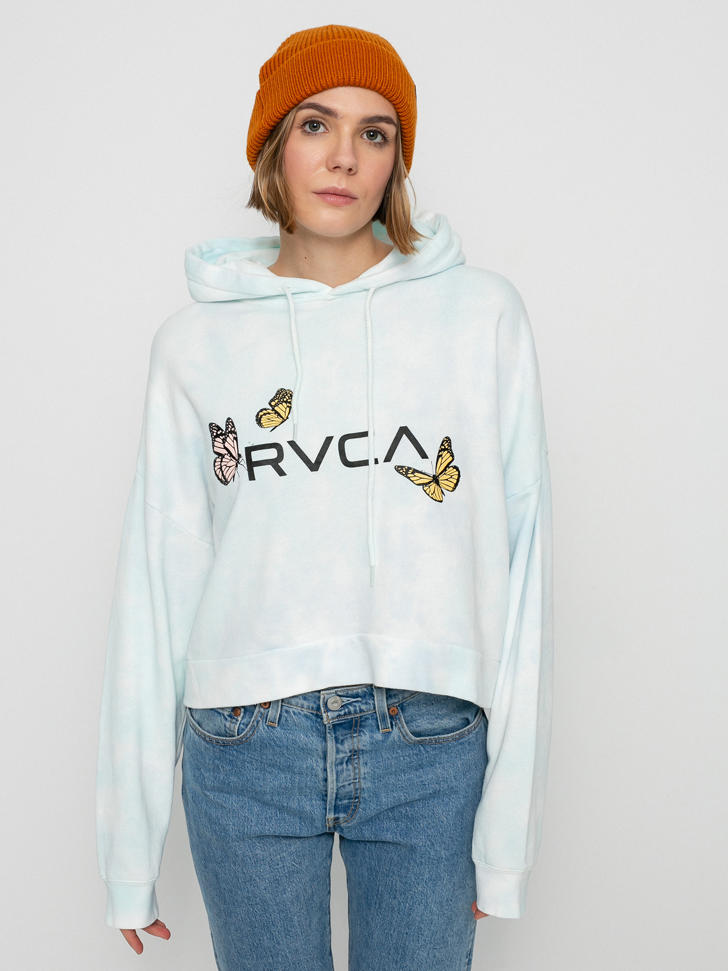 Суитшърт с качулка RVCA Big Rvca Venice HD Wmn (vintage white)