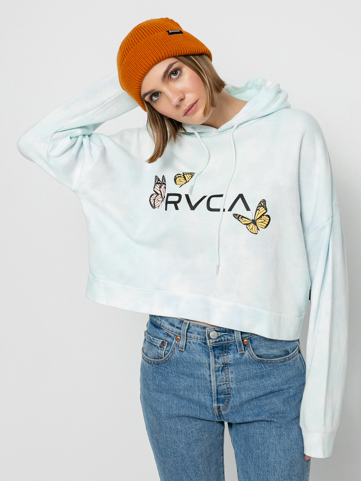 Суитшърт с качулка RVCA Big Rvca Venice HD Wmn (vintage white)