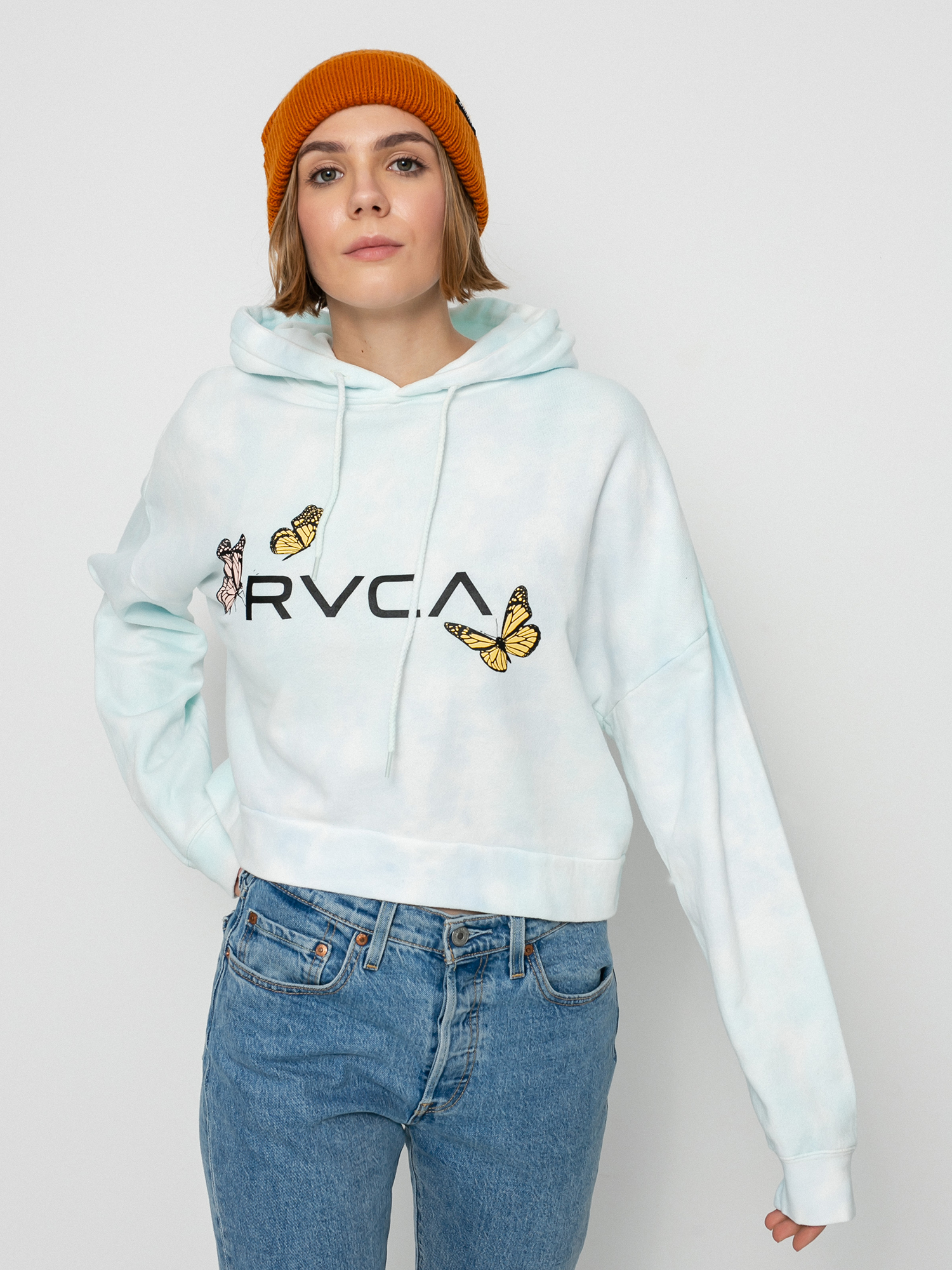 Суитшърт с качулка RVCA Big Rvca Venice HD Wmn (vintage white)