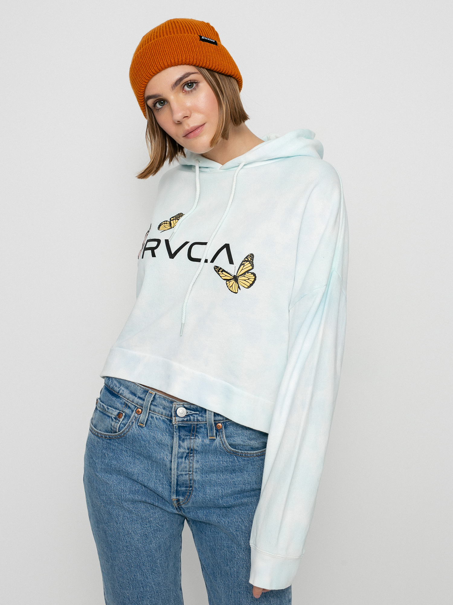 Суитшърт с качулка RVCA Big Rvca Venice HD Wmn (vintage white)