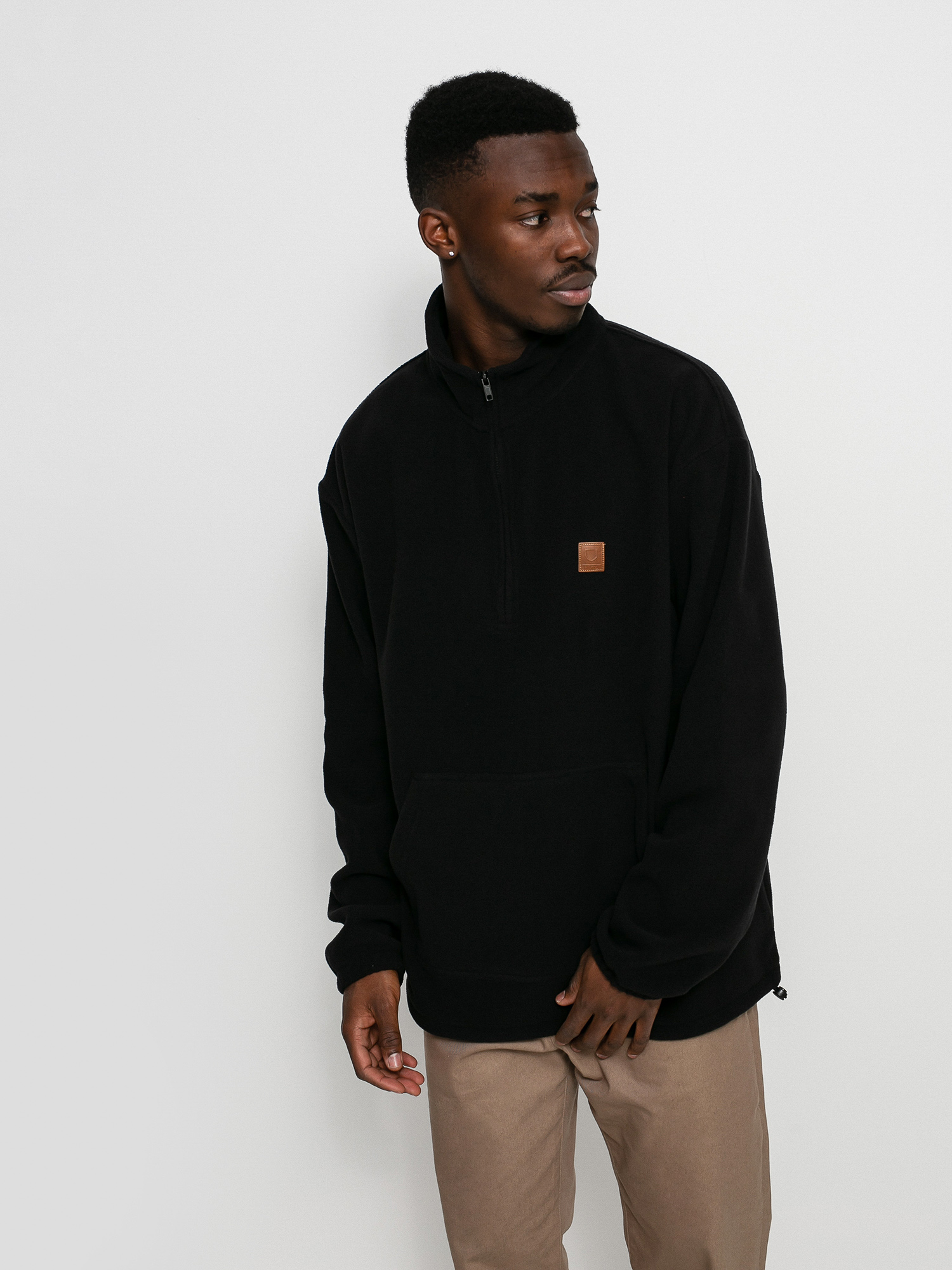 Суитшърт с качулка Brixton Beta Mock Neck 1/2 Zip HD (black)