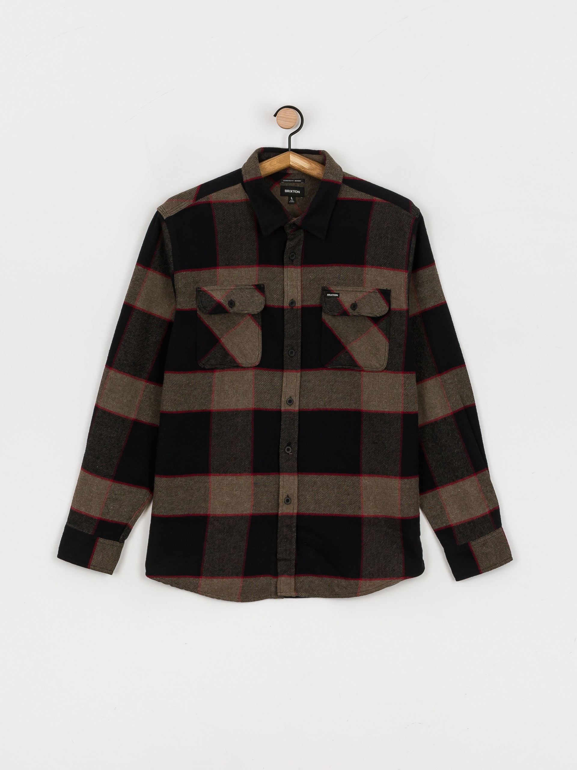 Риза Brixton Bowery Flannel Ls (heather grey/charcoal)