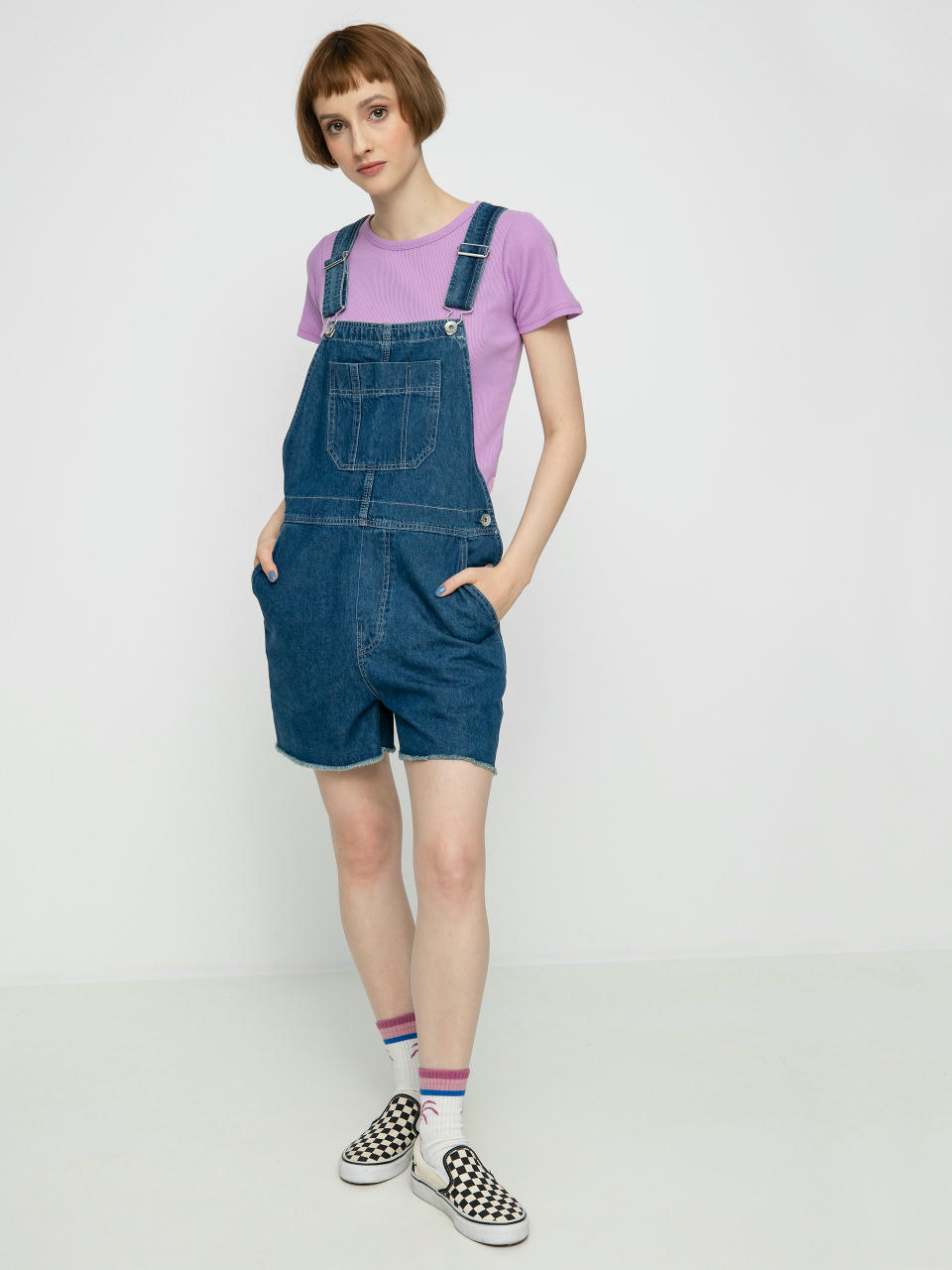 Къси панталони Brixton Christina Short Overall Wmn (indigo rinse)