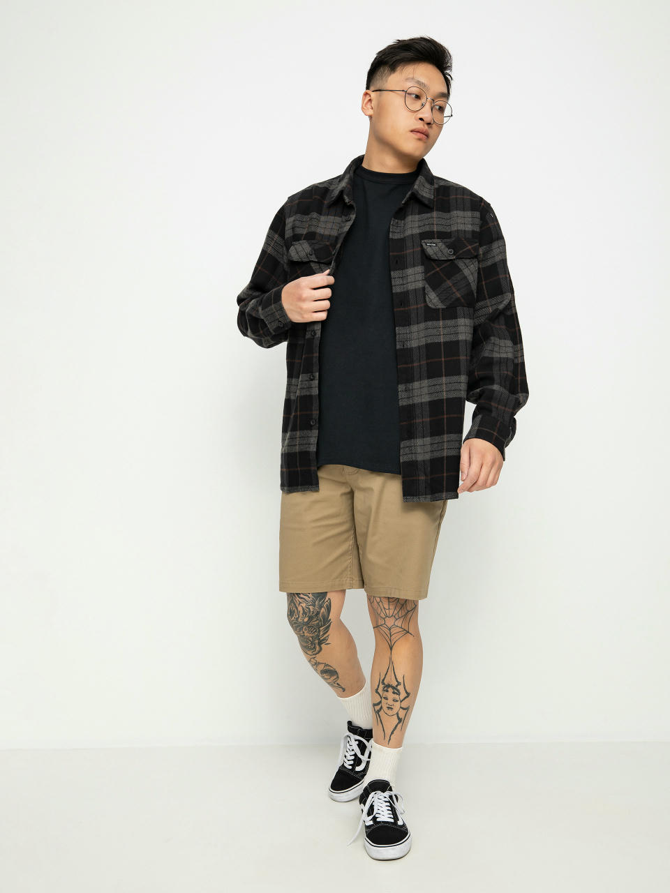 Риза Brixton Bowery Flannel (black/charcoal)