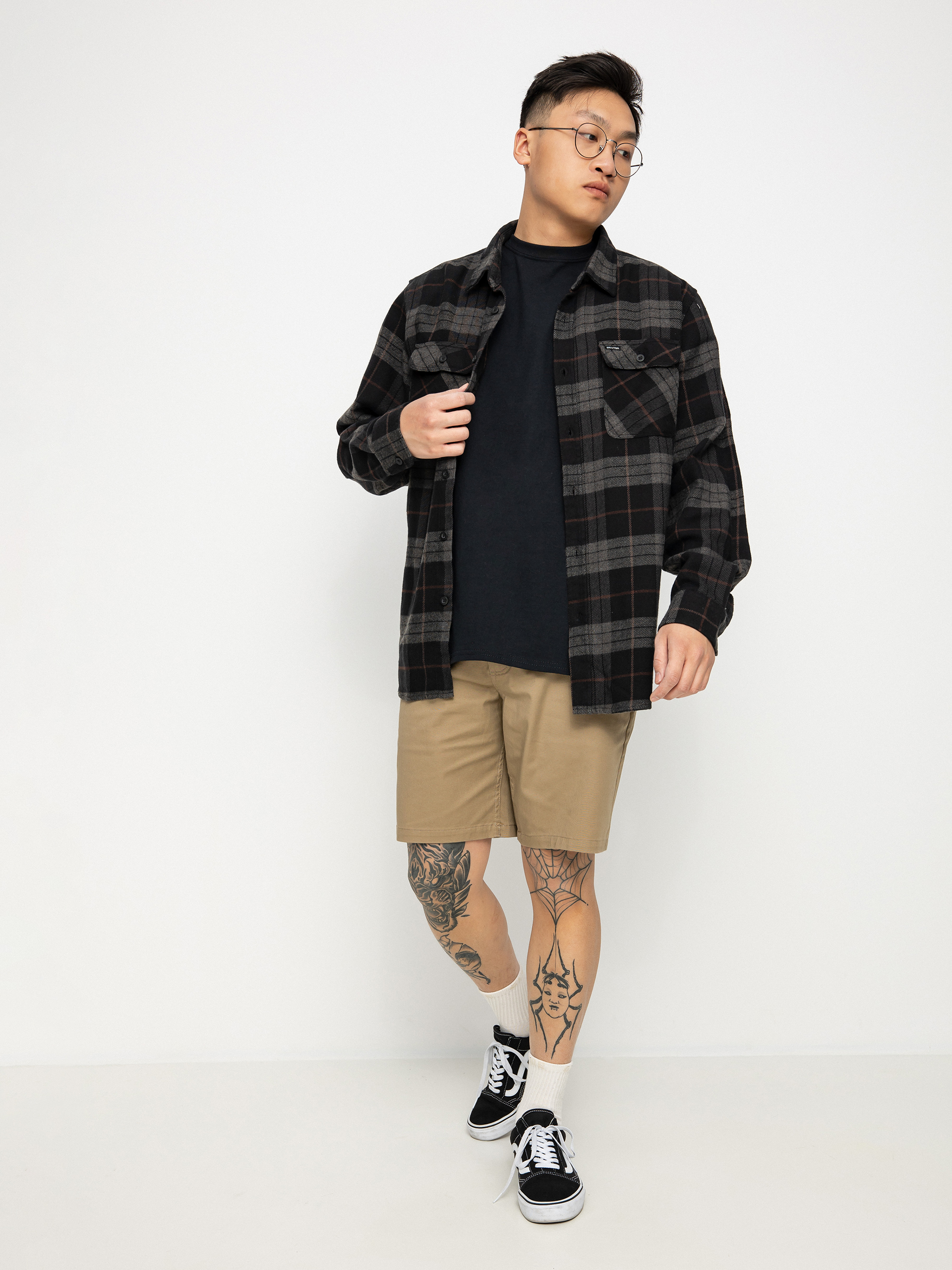 u0420u0438u0437u0430 Brixton Bowery Flannel (black/charcoal)