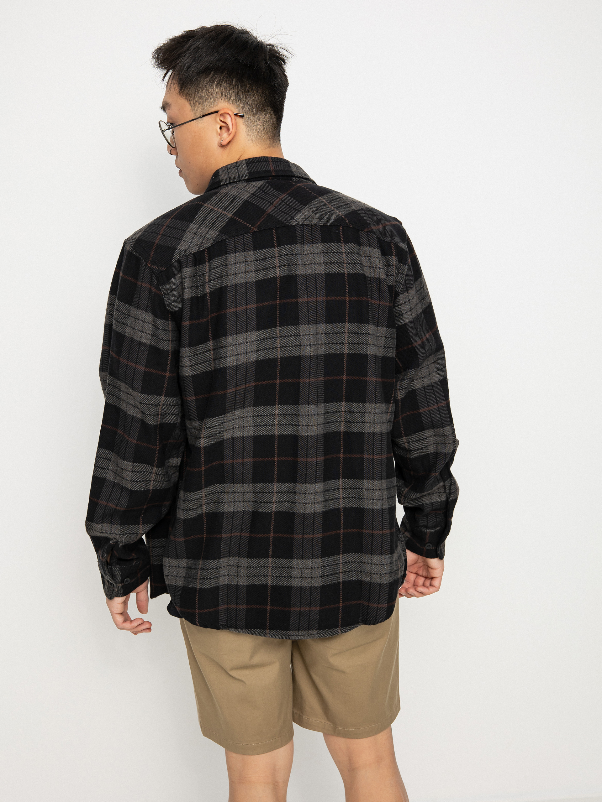 Риза Brixton Bowery Flannel (black/charcoal)