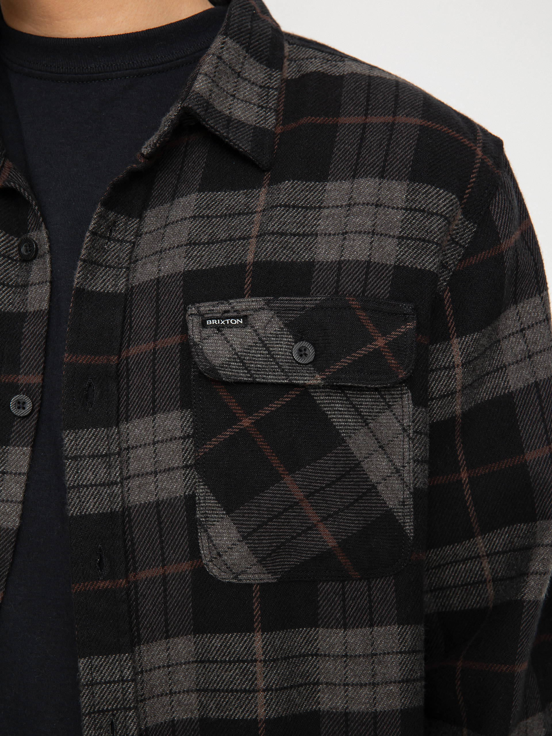 Риза Brixton Bowery Flannel (black/charcoal)