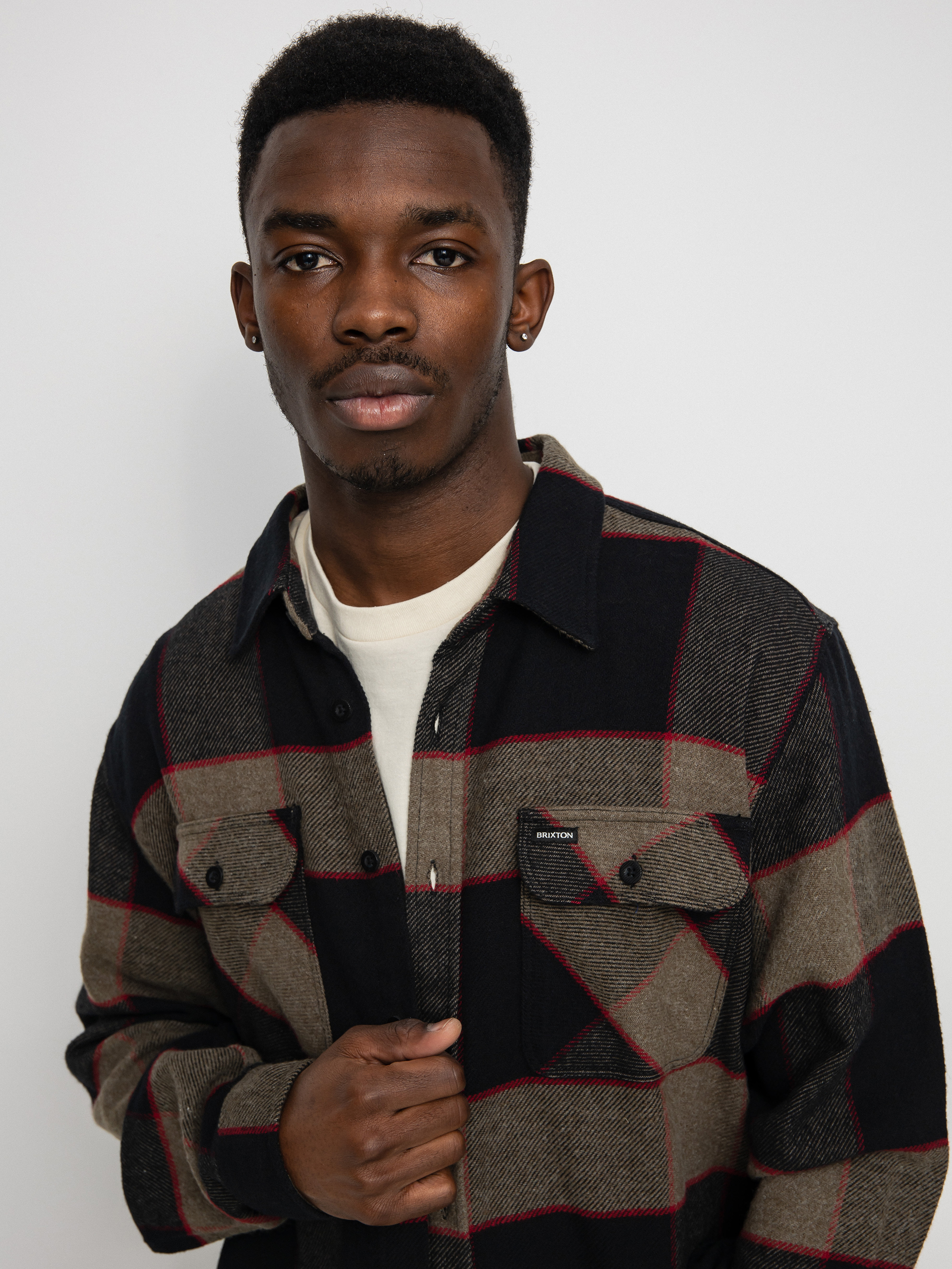 Риза Brixton Bowery Flannel Ls (heather grey/charcoal)