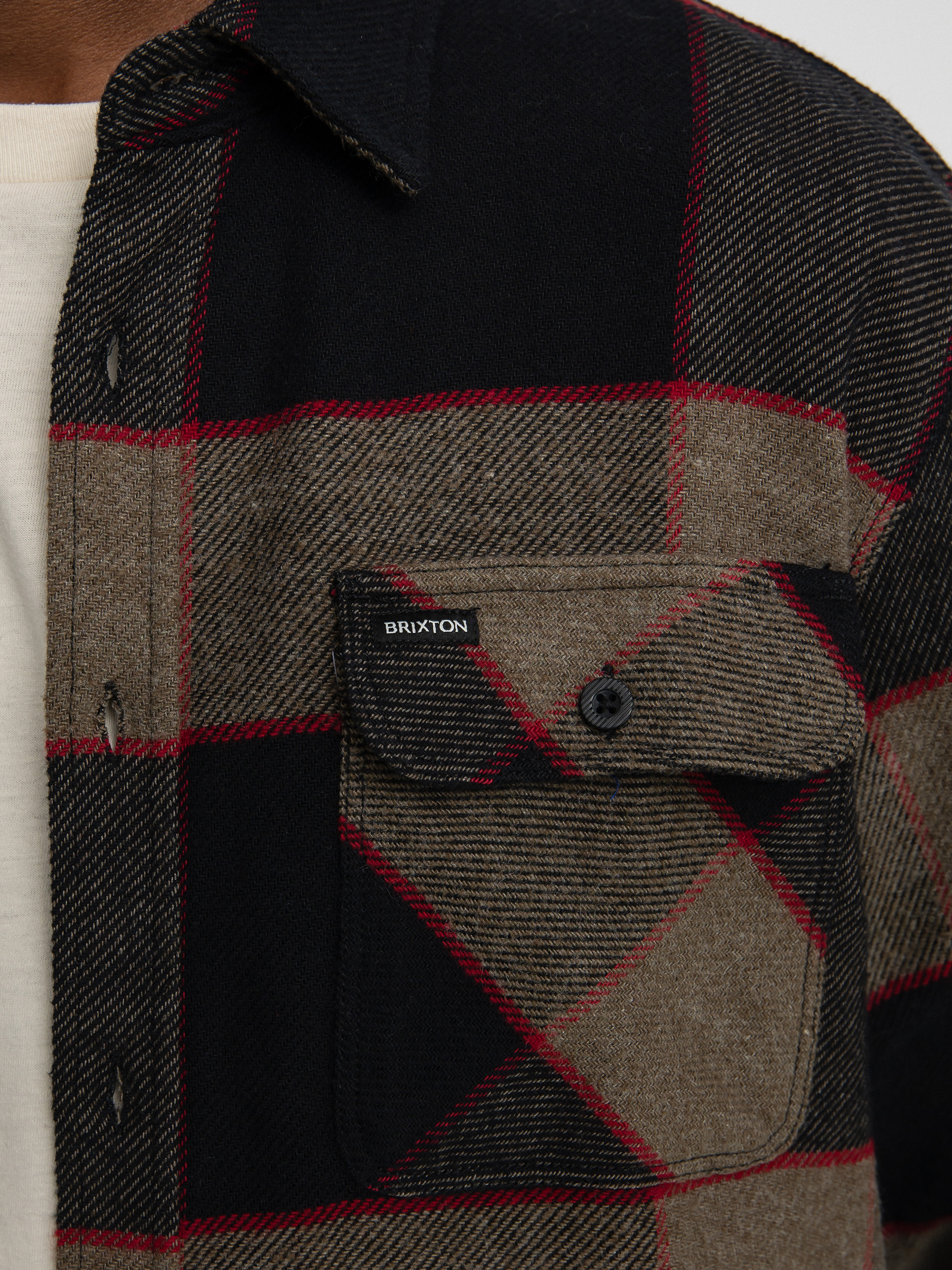 Риза Brixton Bowery Flannel Ls (heather grey/charcoal)