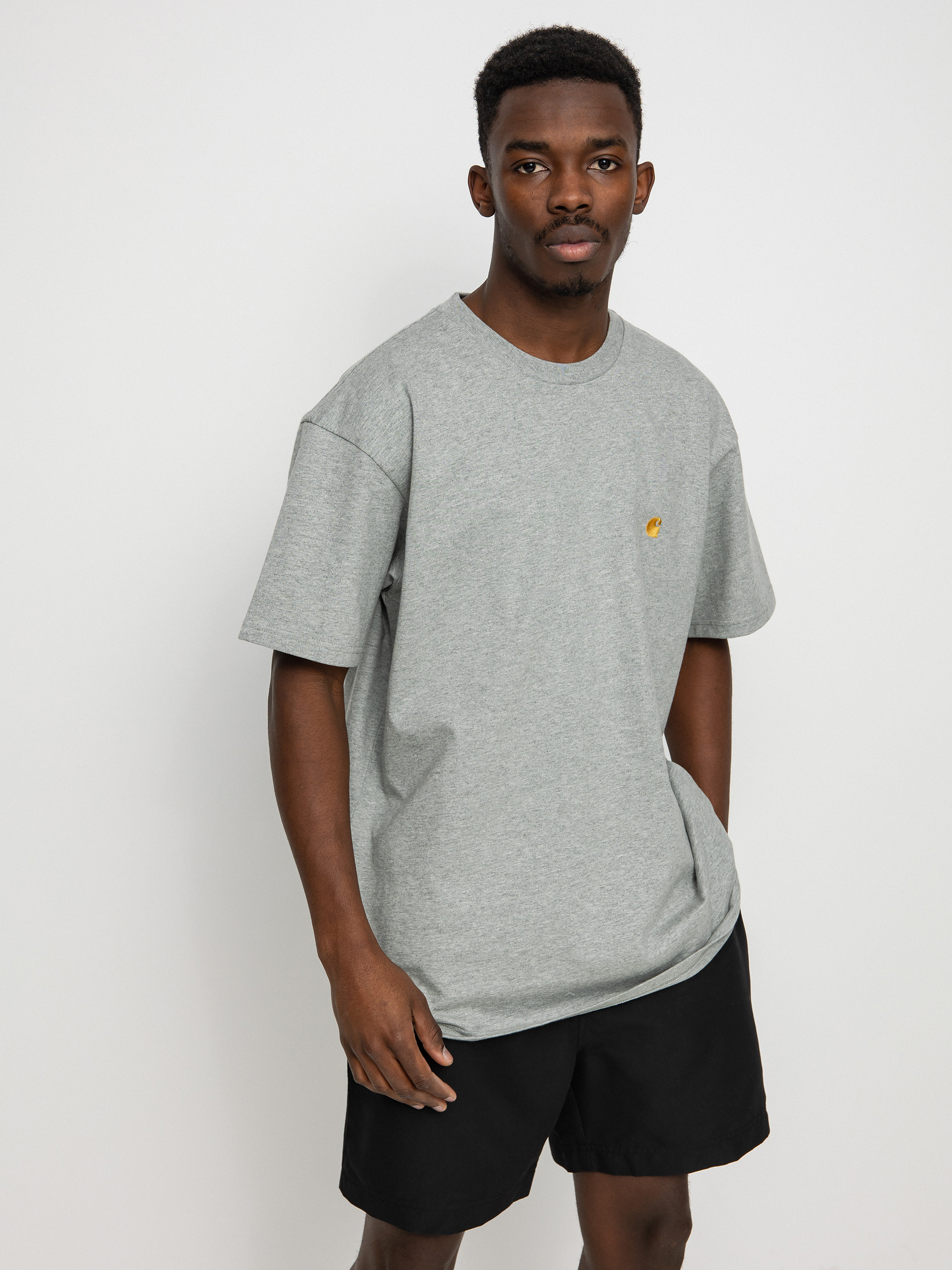 Тениска Carhartt WIP Chase (grey heather/gold)