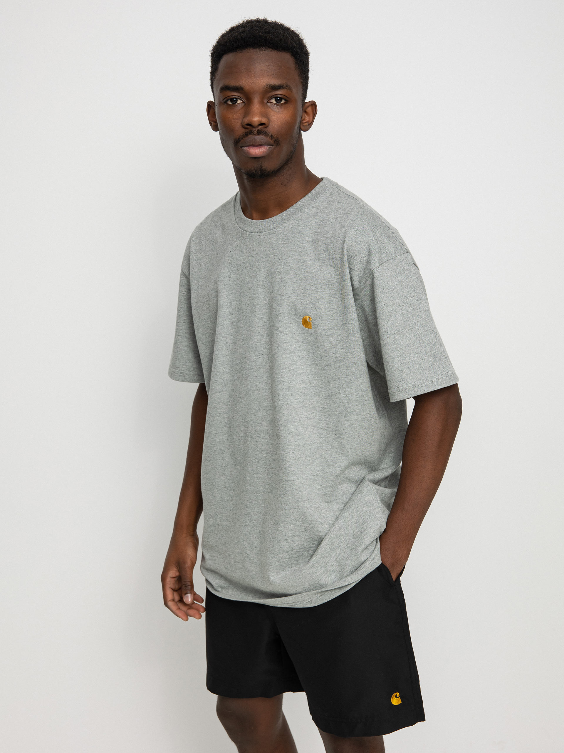 Тениска Carhartt WIP Chase (grey heather/gold)