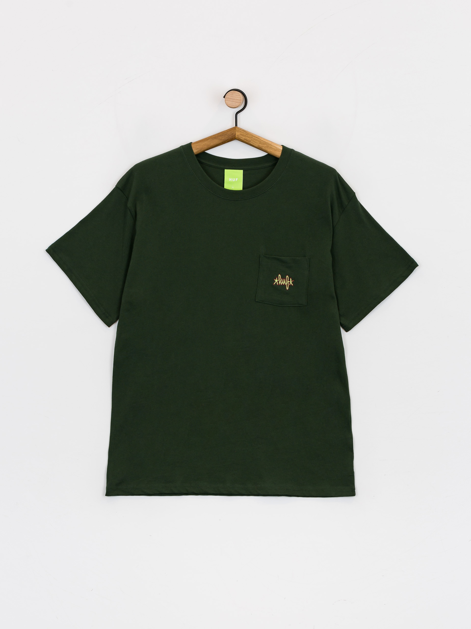 HUF Тениска Haze Script Pocket (forest green)