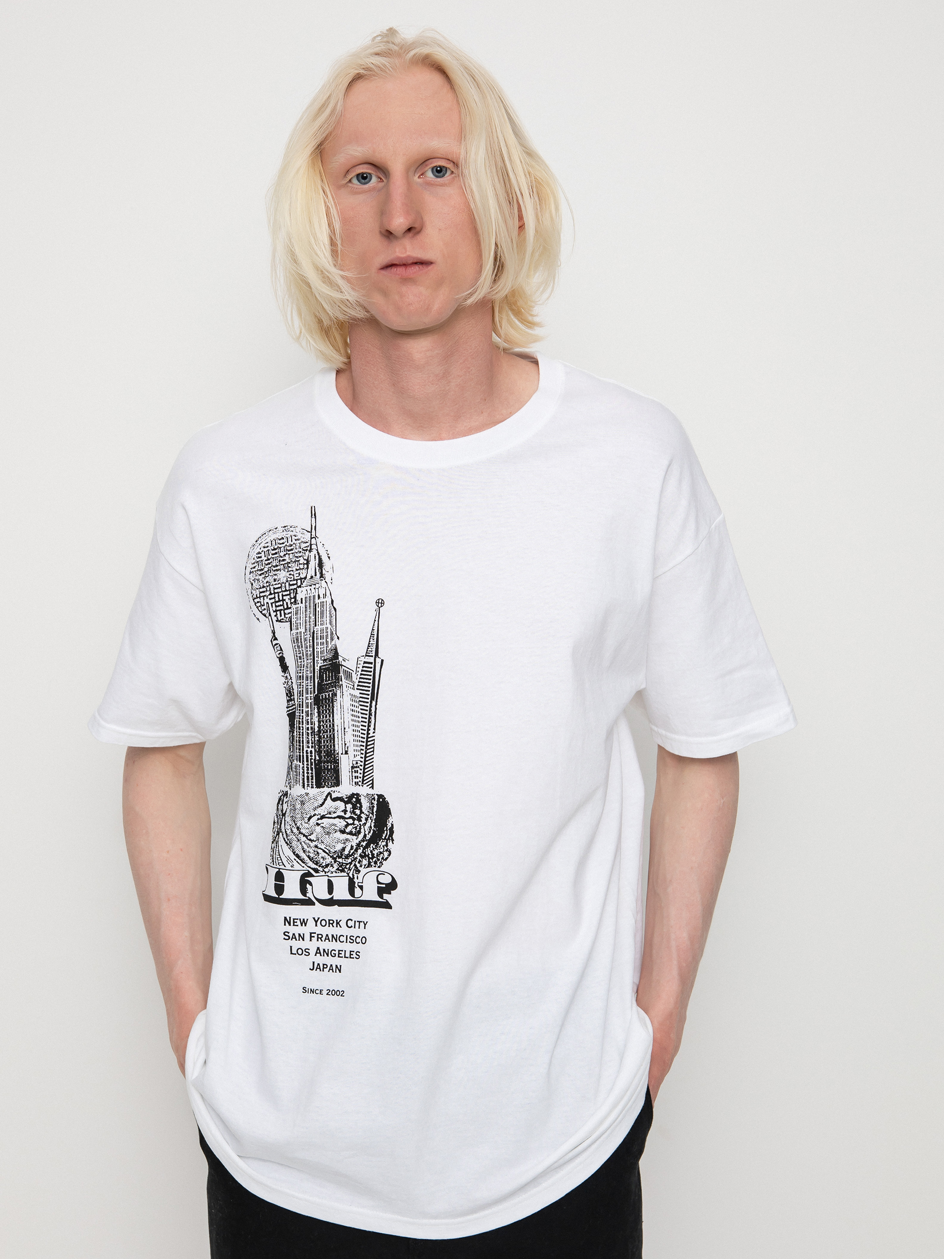 HUF Тениска Skyscrapers (white)