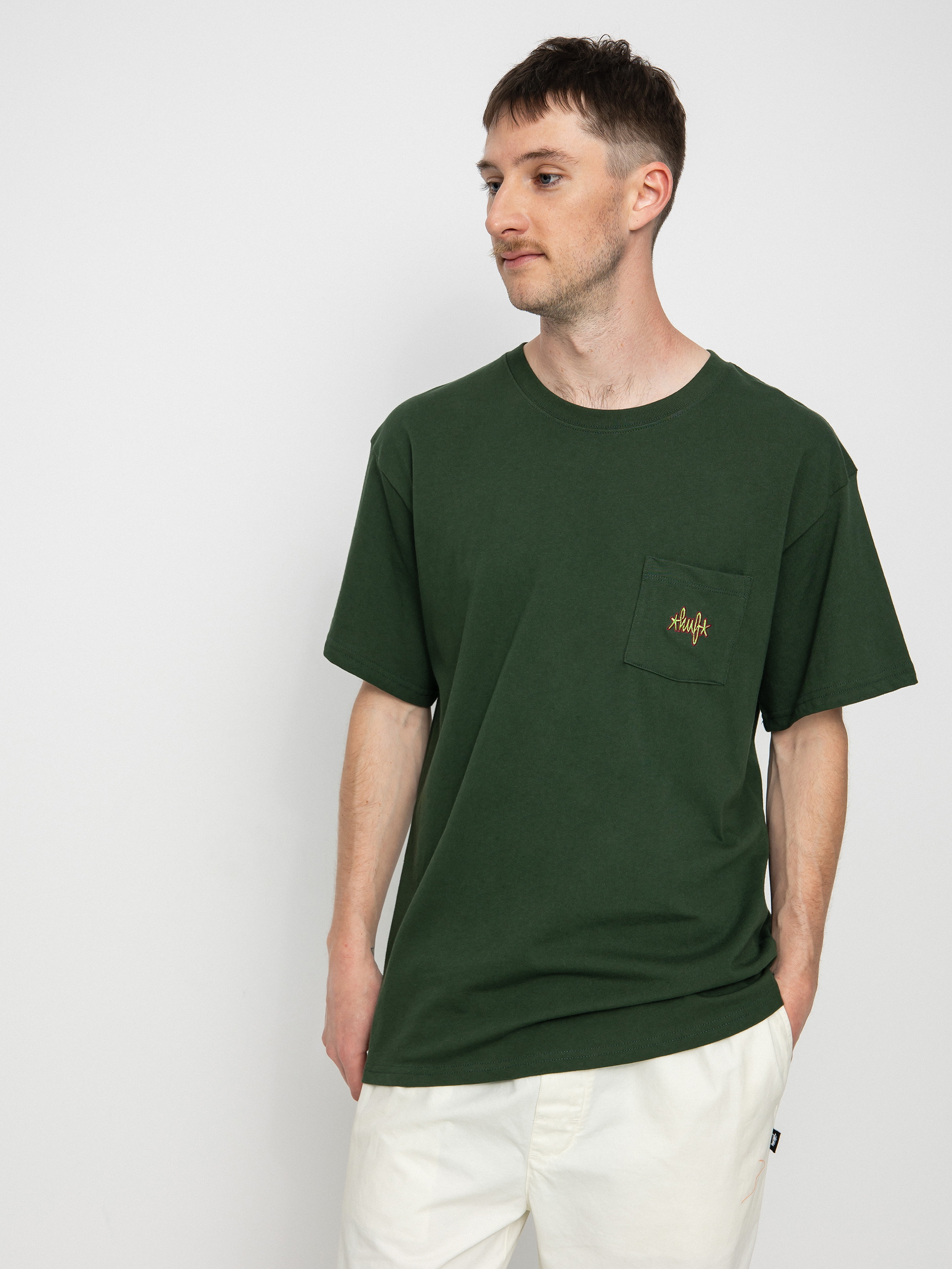HUF Тениска Haze Script Pocket (forest green)
