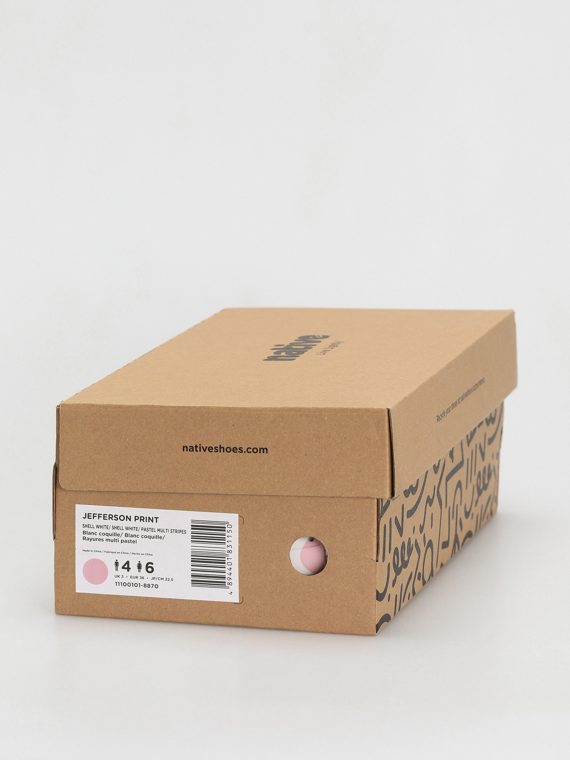 Native Обувки Jefferson Print (shell white/shell white/pastel multi stripe)