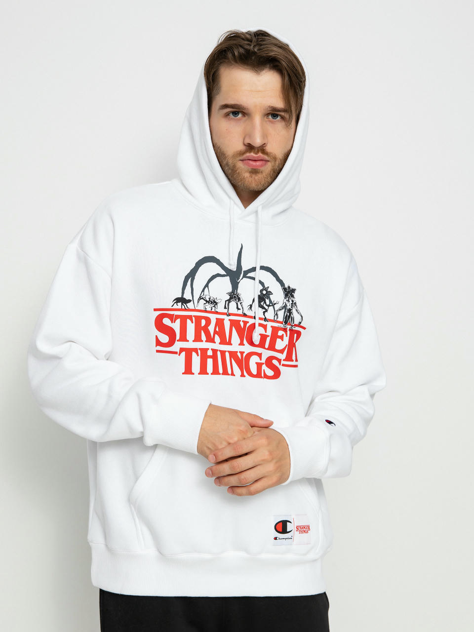 Champion Суитшърт с качулка X Stranger Things Hooded Sweatshirt 217780 HD (wht)