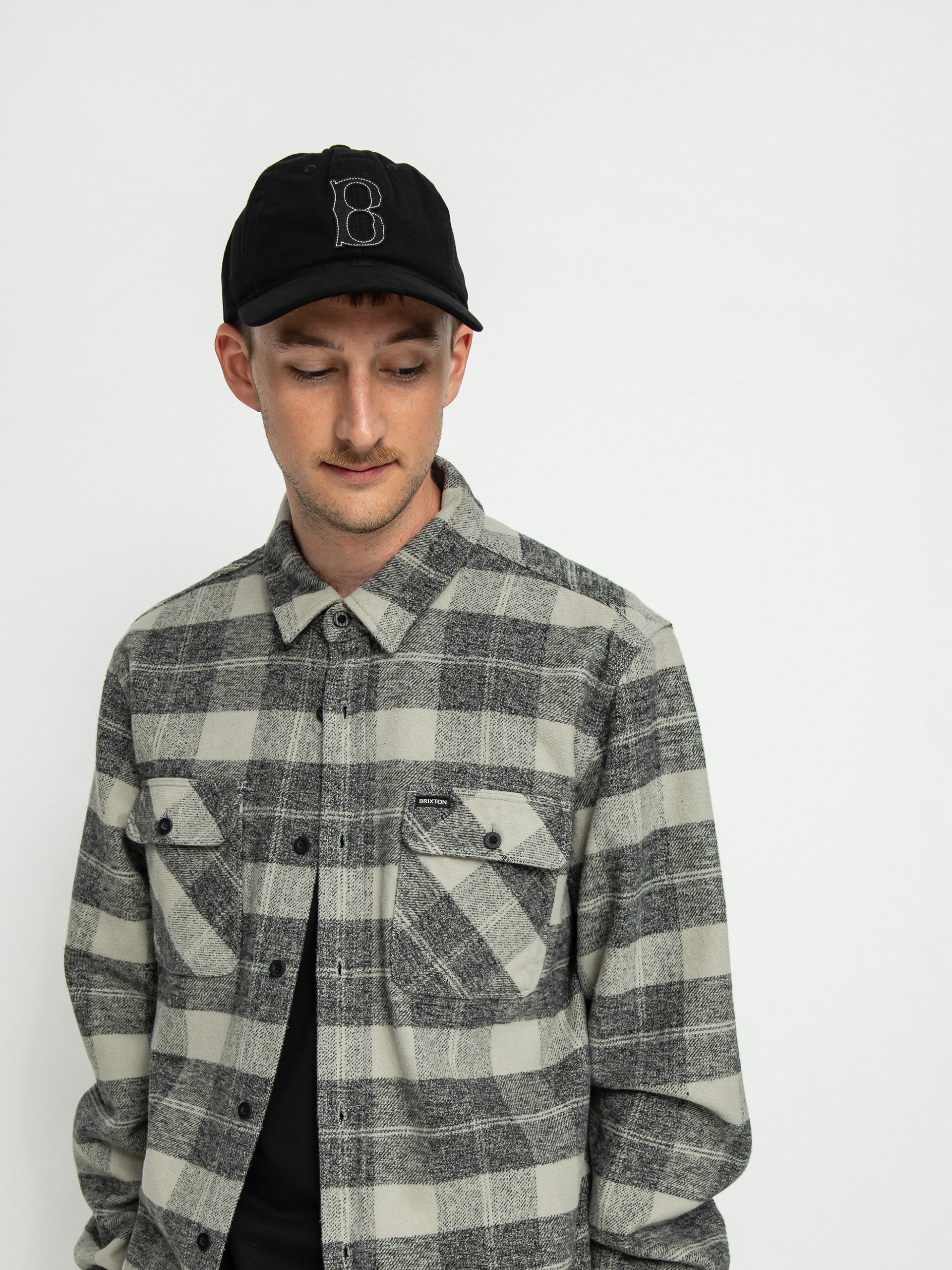 Brixton Риза Bowery Heavy Weight Ls (black/charcoal)