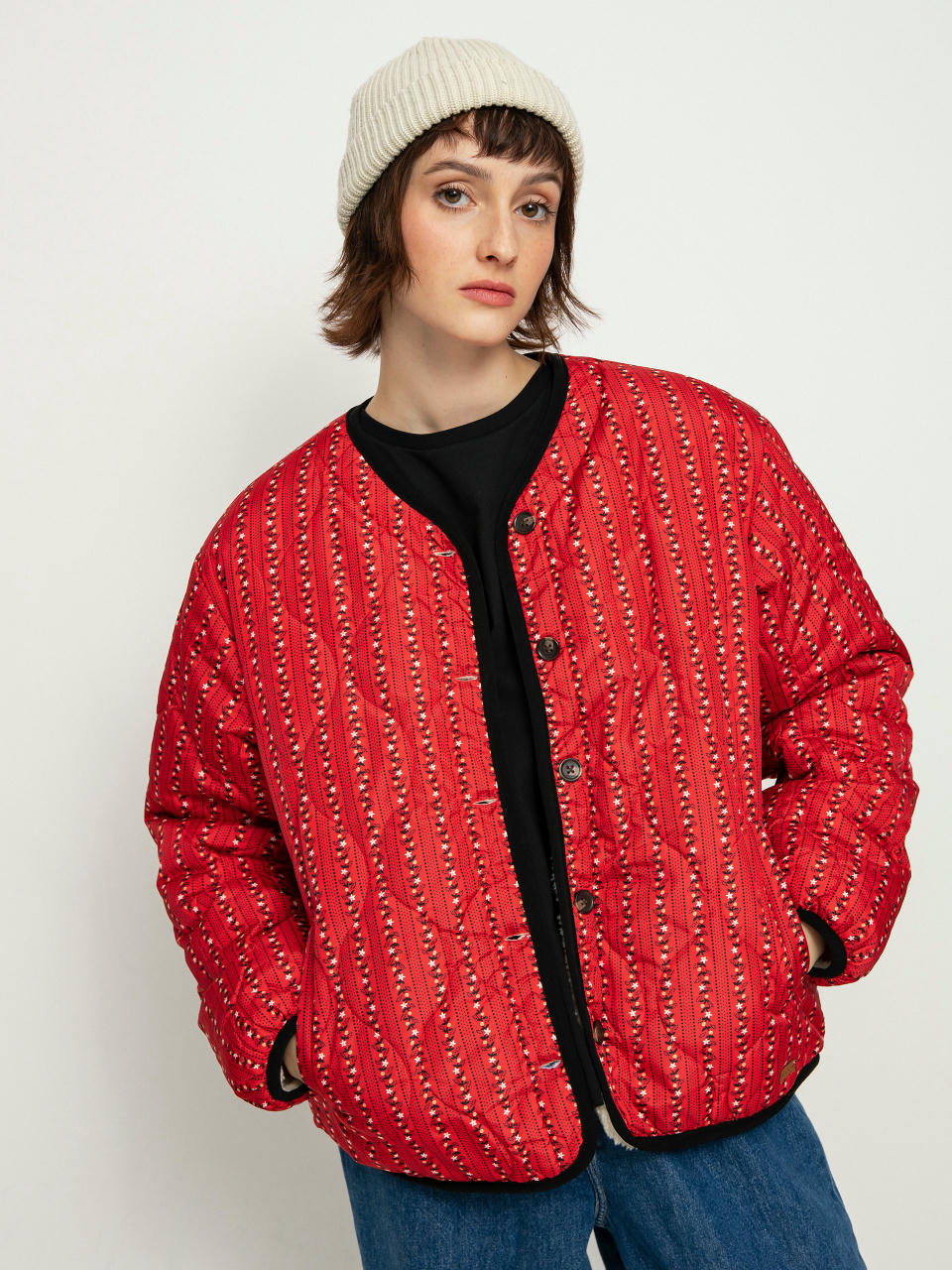 Brixton Яке Sherpa Reversible Padded Wmn (mars red praire floral)