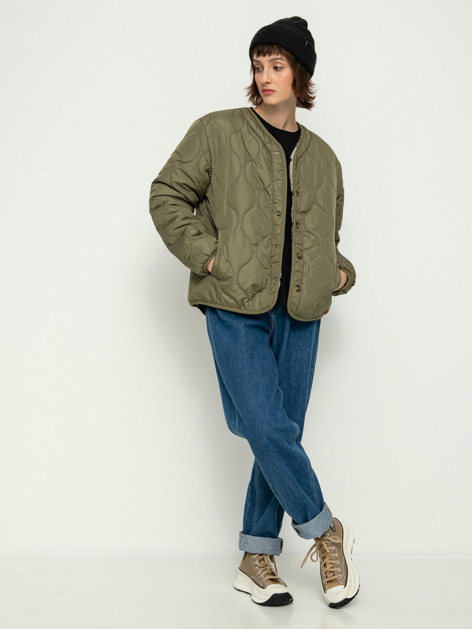 Brixton Яке Sherpa Reversible Padded Wmn (military olive)