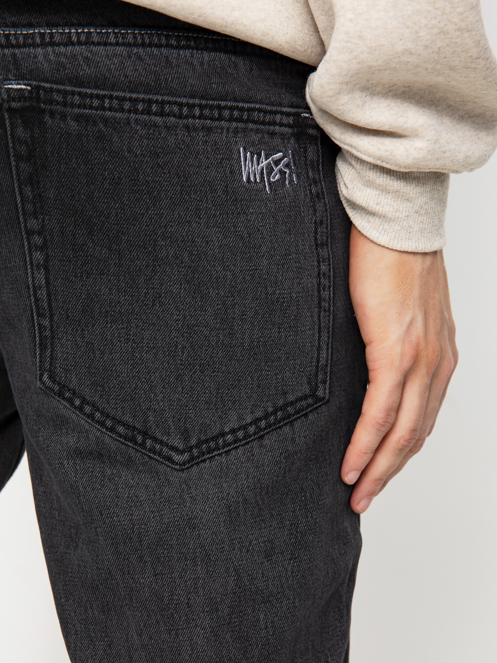 MassDnm Панталони Signature 2.0 Jeans Tapered Fit (black washed)