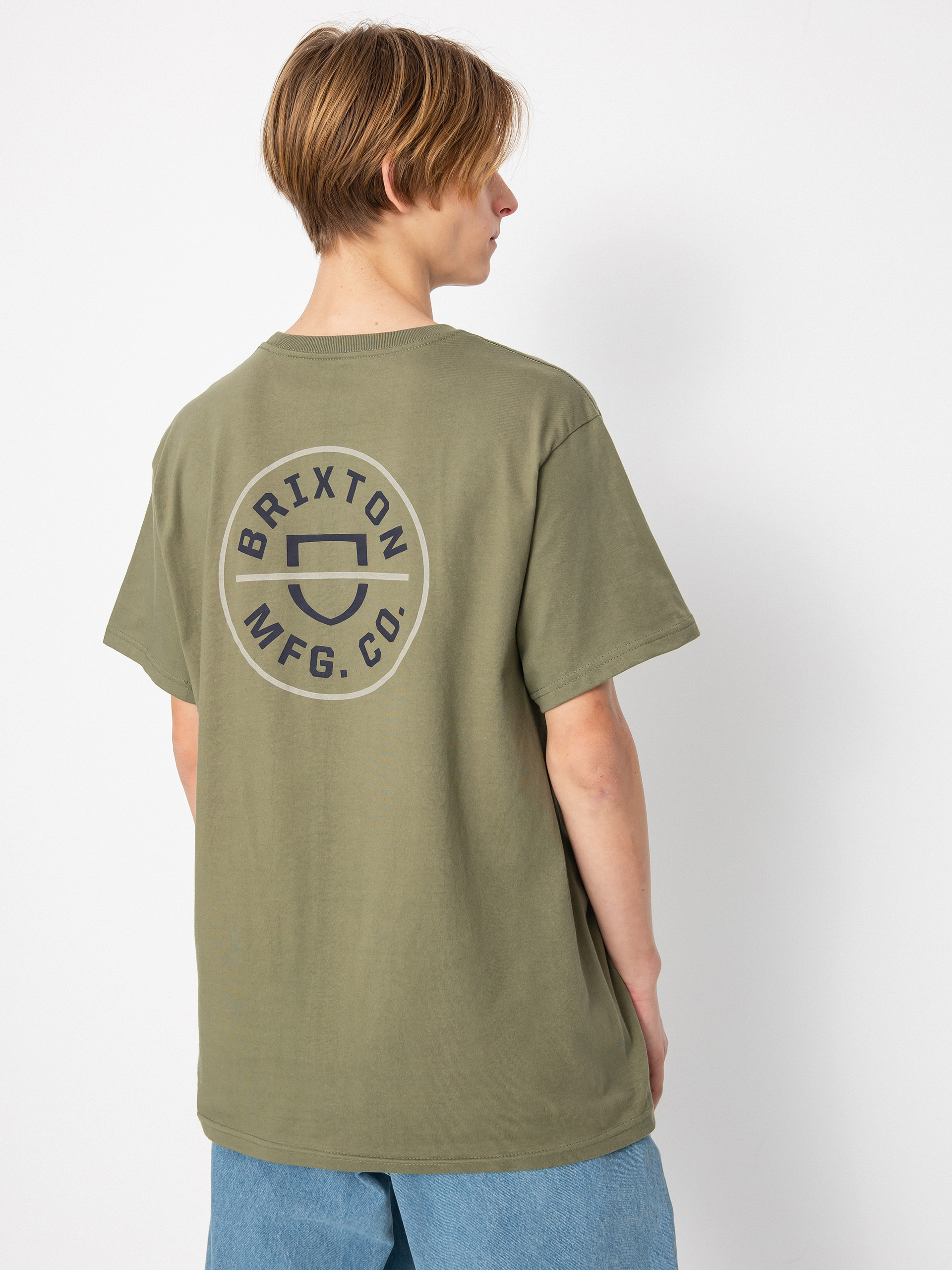 Brixton Тениска Crest II (olive surplus/washed navy/sand)