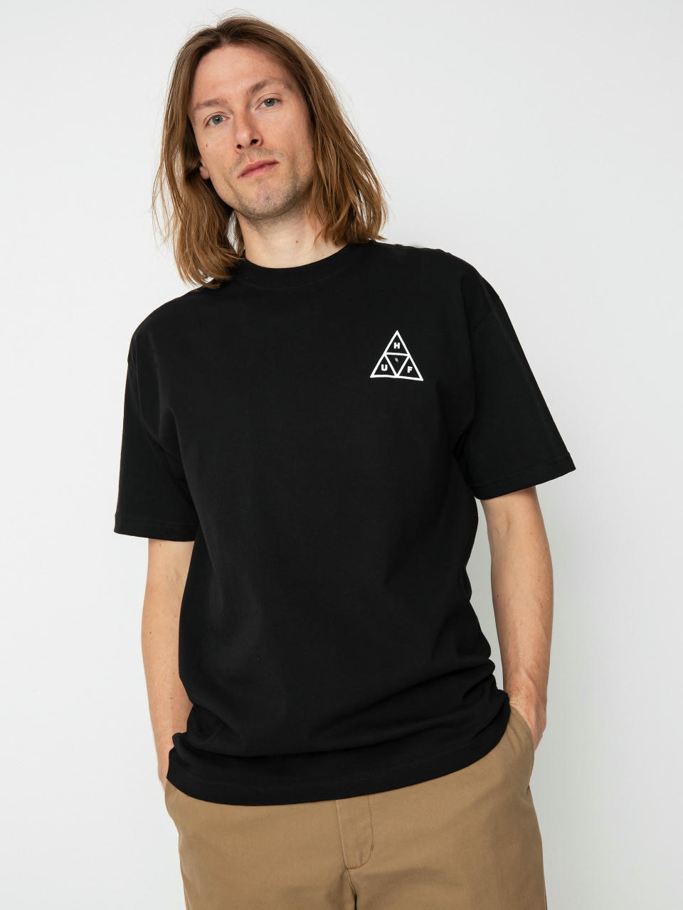 HUF Тениска Triple Triangle (black)