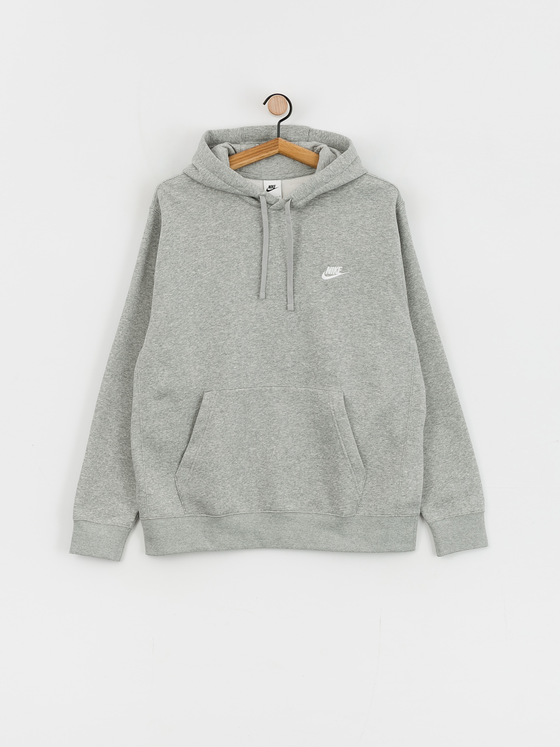 Nike Суитшърт с качулка Club Hoodie Po Bb HD (dk grey heather/matte silver/white)