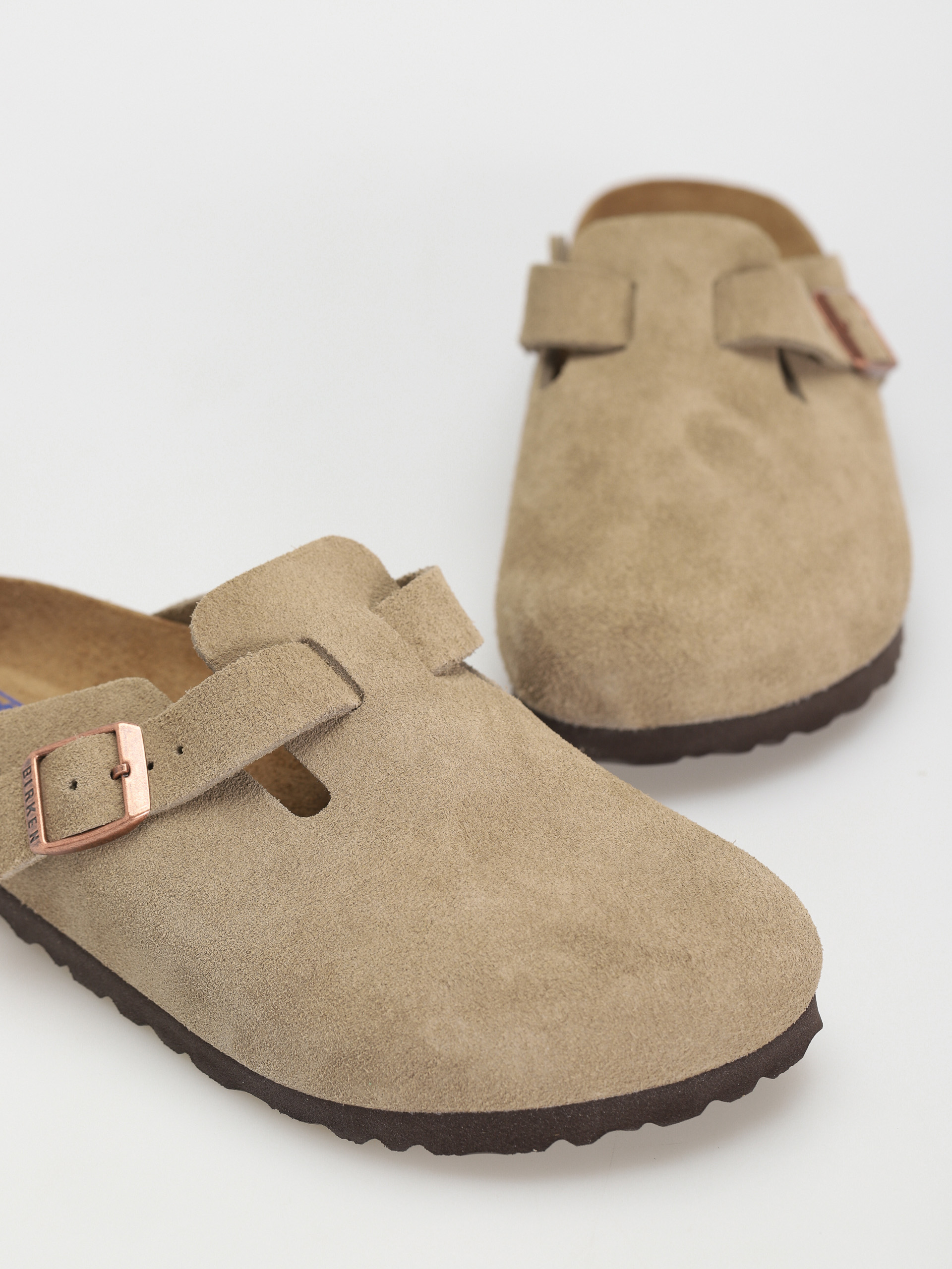 Чехли Birkenstock Boston Soft Footbed Suede Leather Narrow (taupe)