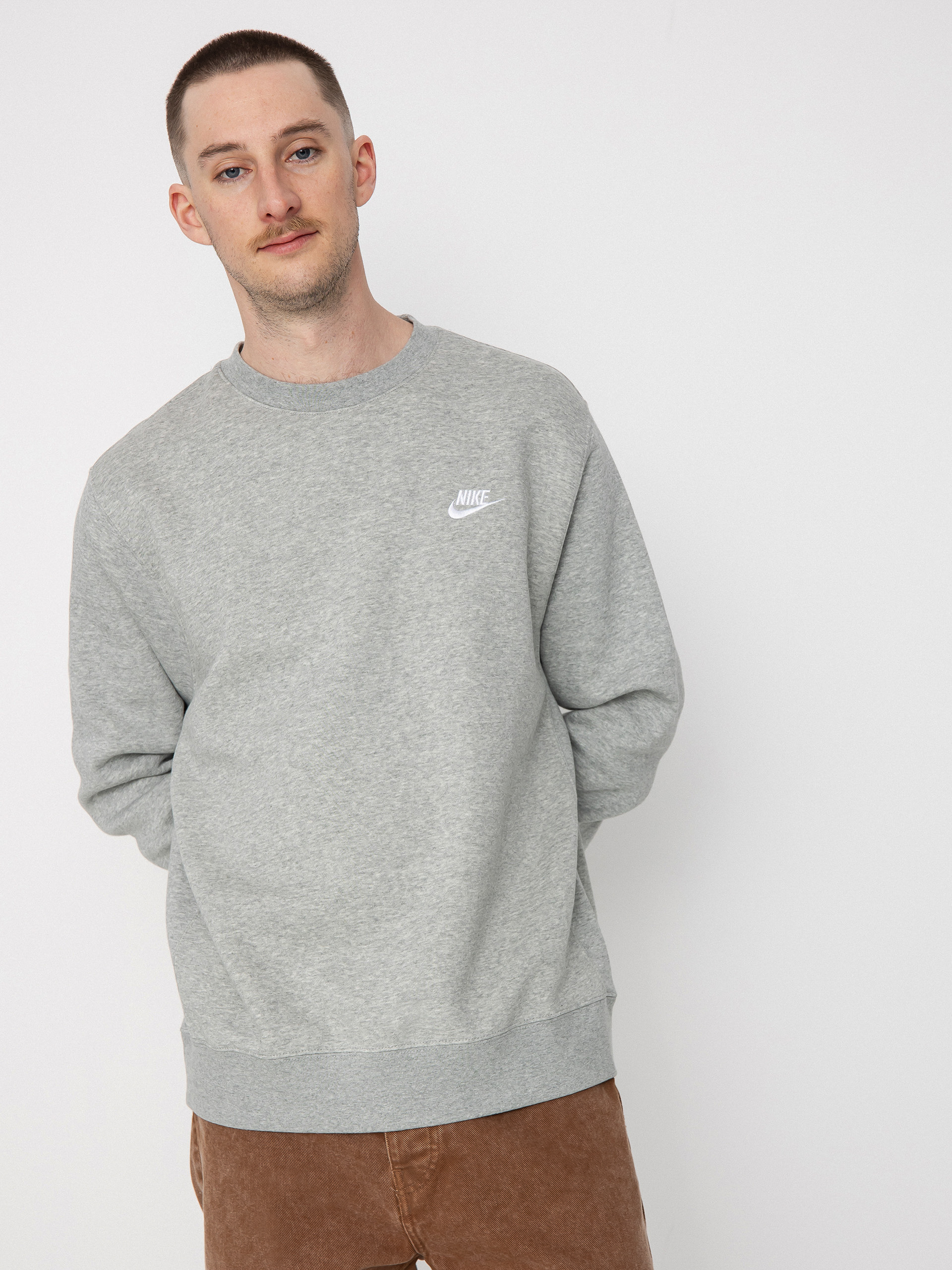 Суитшърт Nike SB Club (dk grey heather/white)