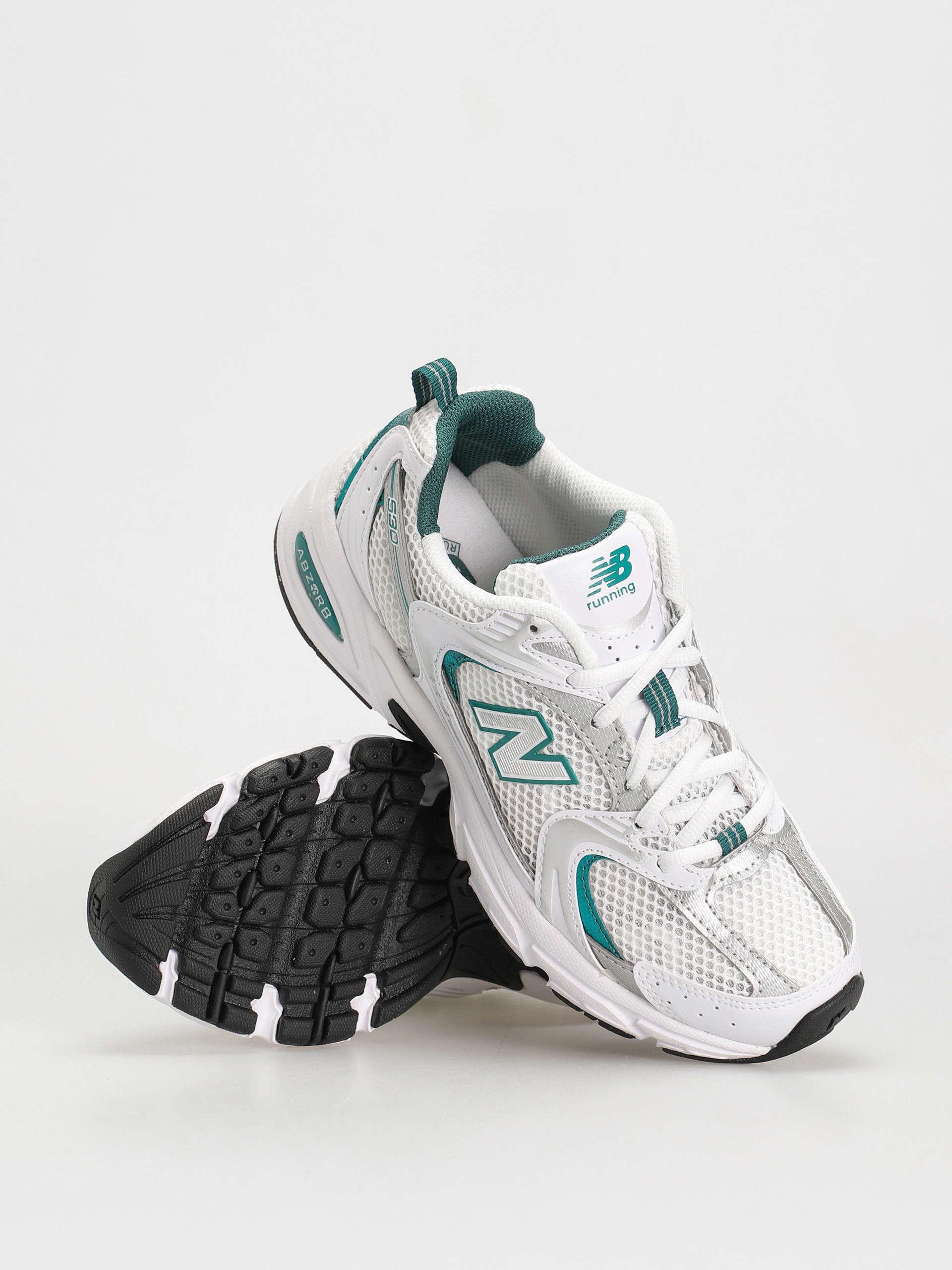 New Balance 530 white silver metalic turquoise