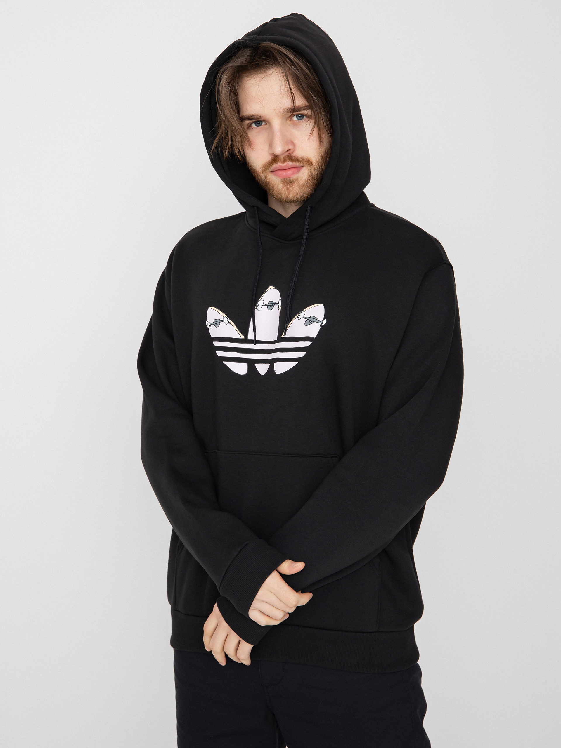 adidas Суитшърт с качулка H Jones HD (black/almpnk)