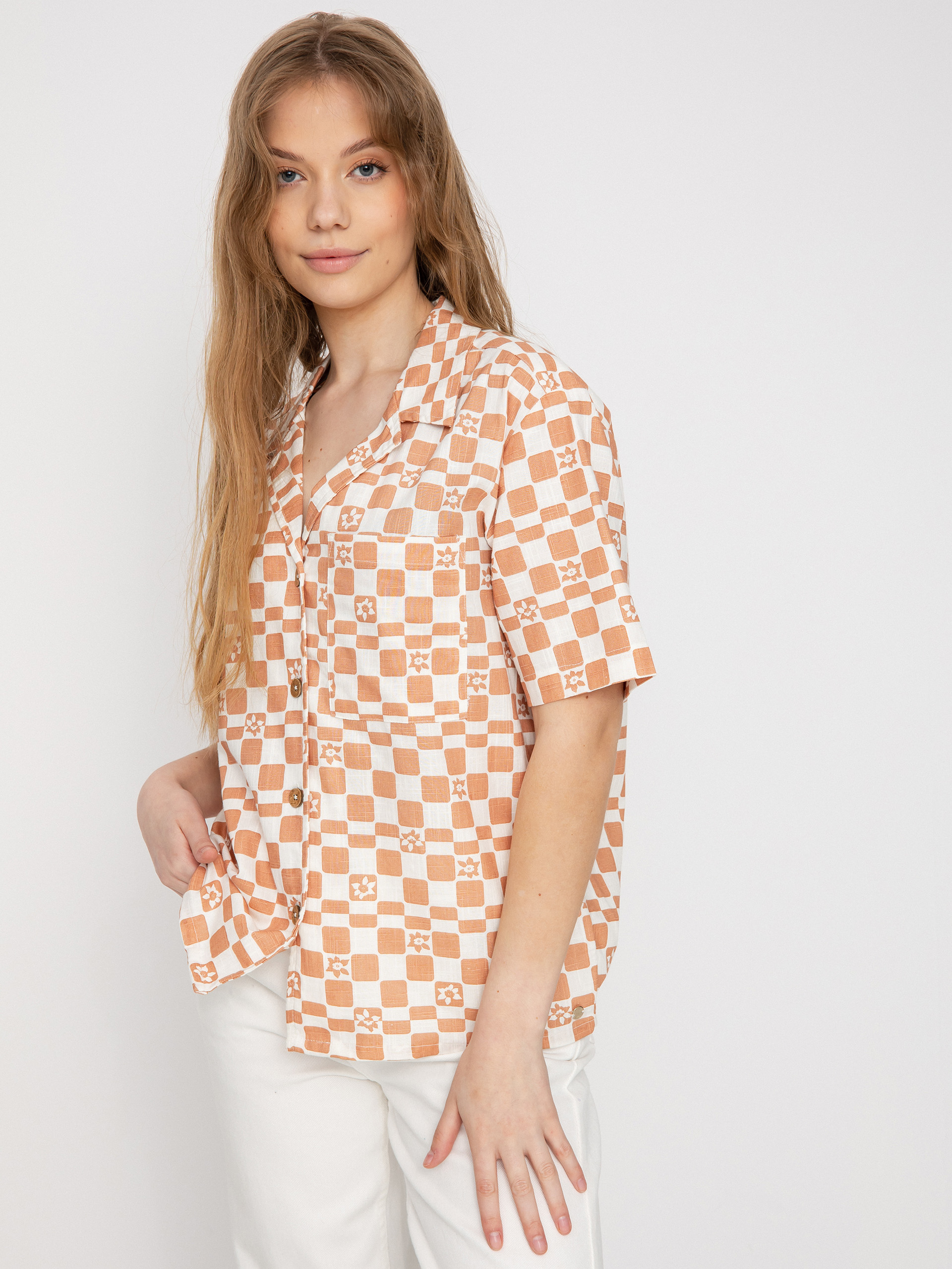 Roxy Риза Aloha Sunset Check Wmn (snow white sol power)