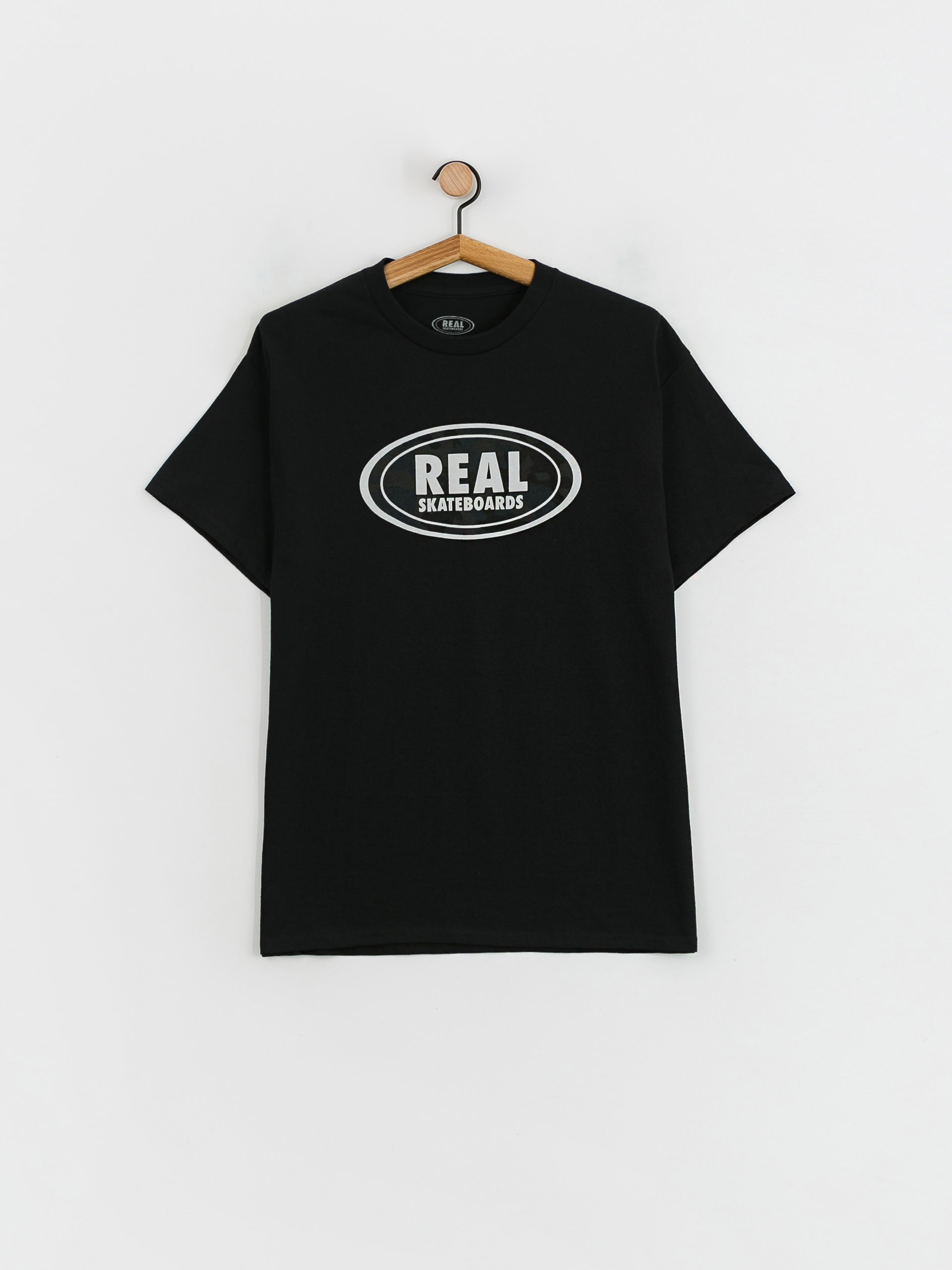 Тениска Real Oval (black w/grey & black print)