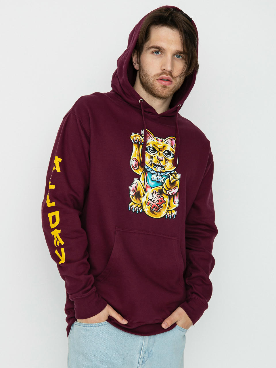 Суитшърт с качулка DGK Golden Cat HD (burgundy)