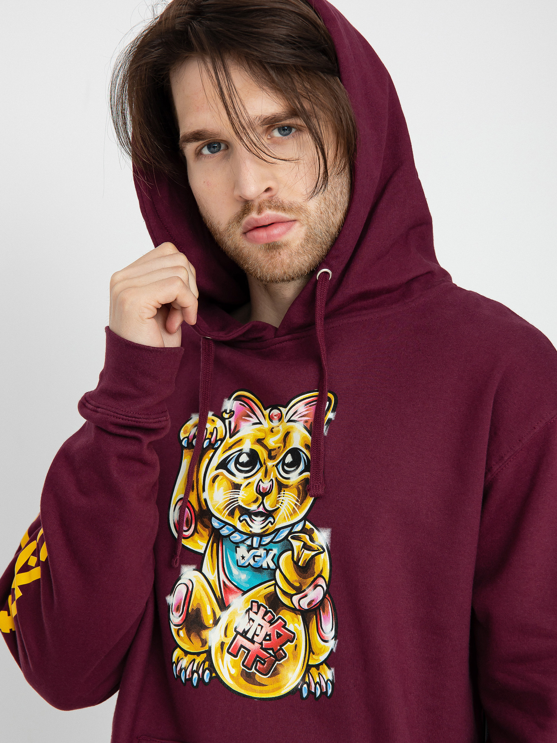 Суитшърт с качулка DGK Golden Cat HD (burgundy)