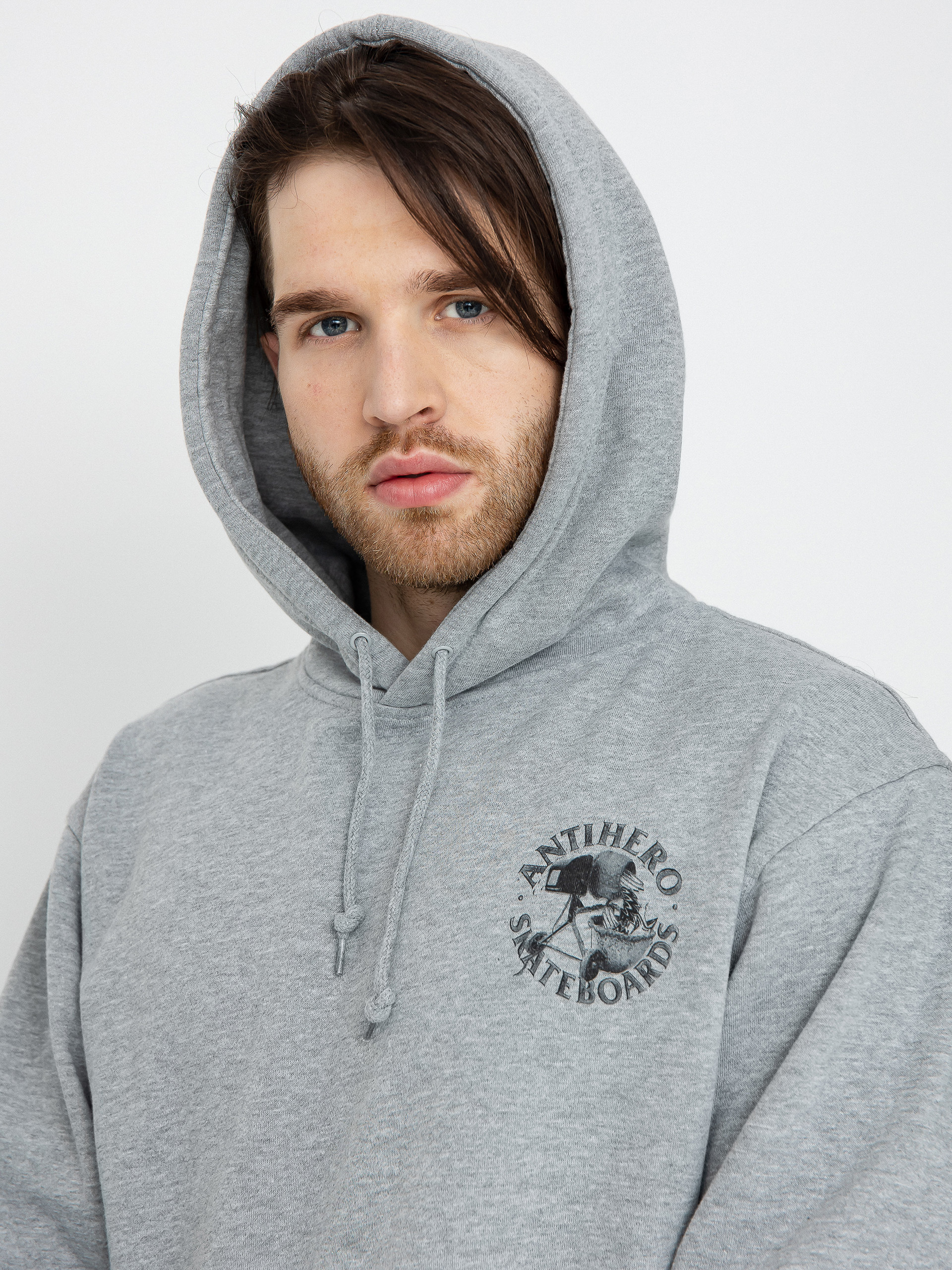 Суитшърт с качулка Antihero Diy Eagle HD (heather grey w/black prints)